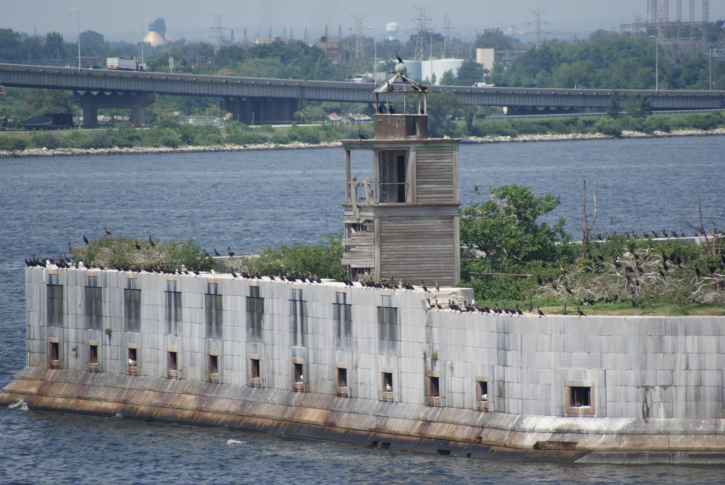 Fort Carroll in Baltimore's Harbor. Its an uninhabited artificial island that is only 3 acres large, and was designed by Robert E Lee while he was with the U.S. Army Corps of Engineers in 1848. 