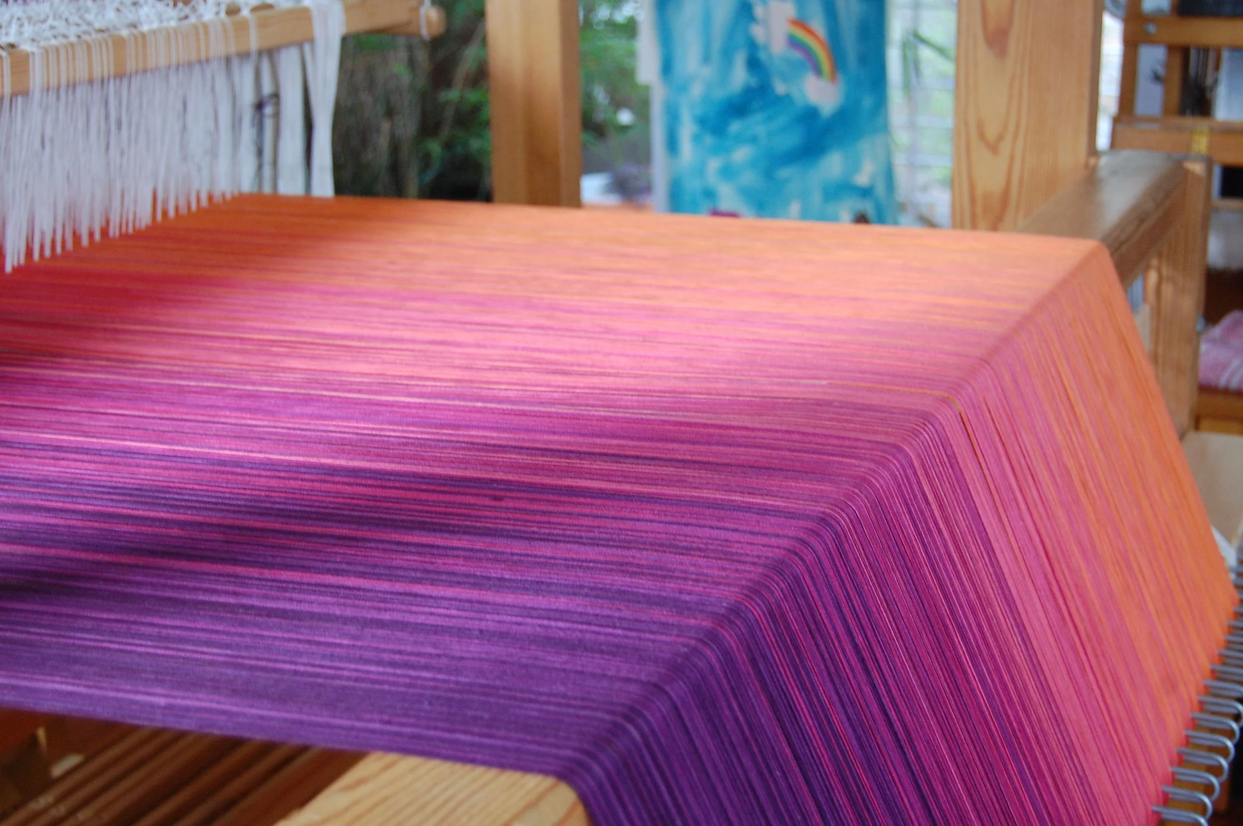 A view of the warp under tension.