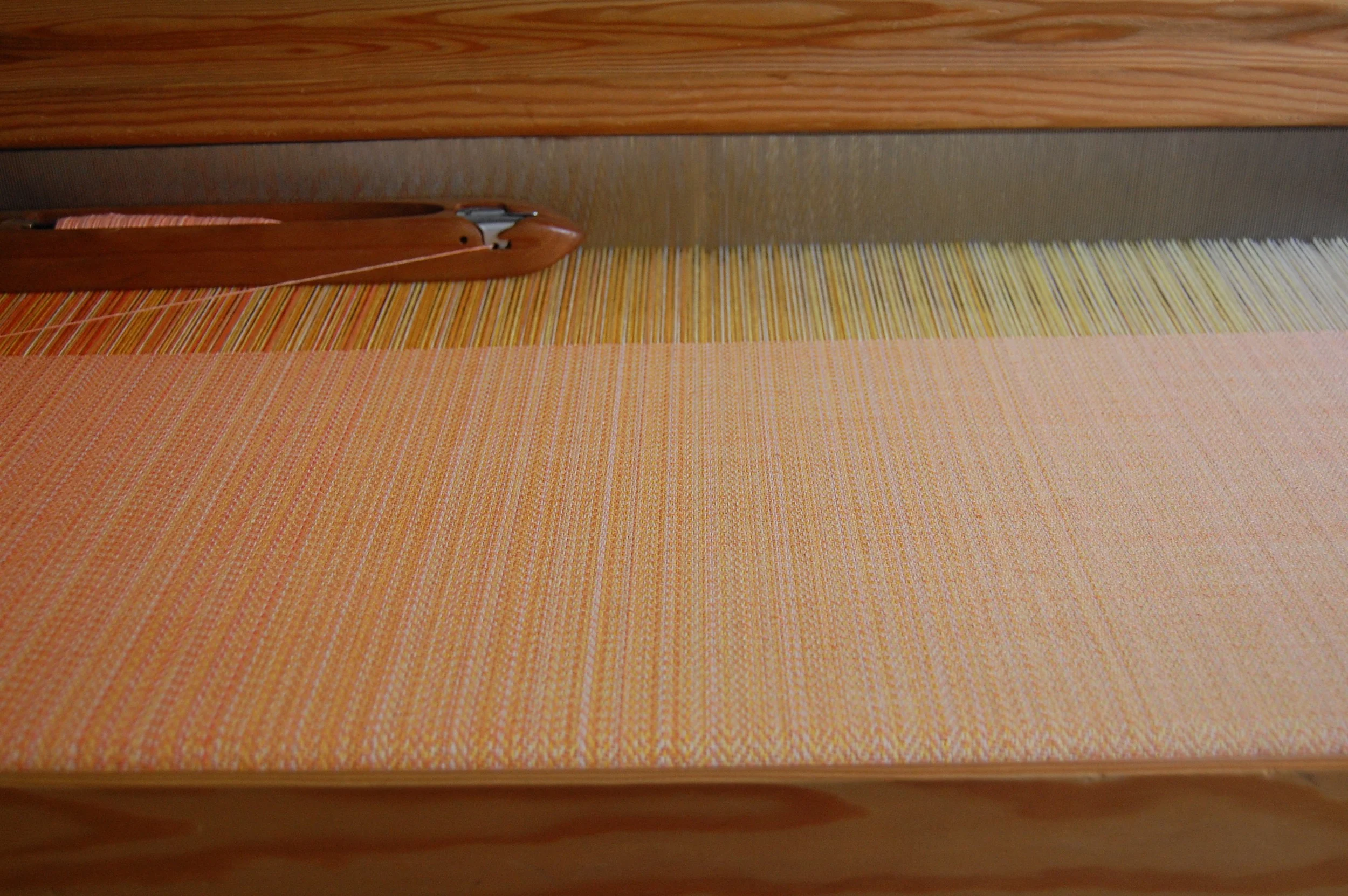 hand-dyed Melon hemp/cotton weft