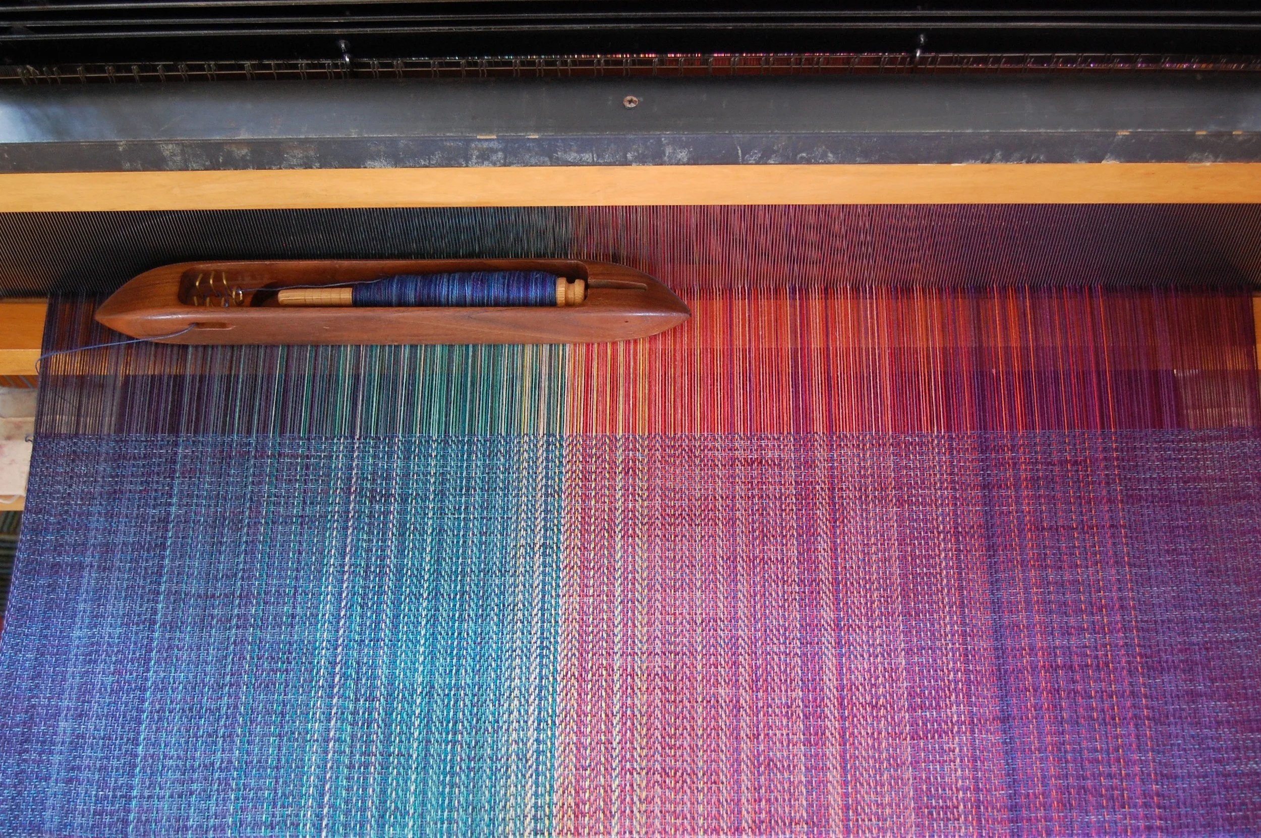 with hand-dyed hemp/cotton weft