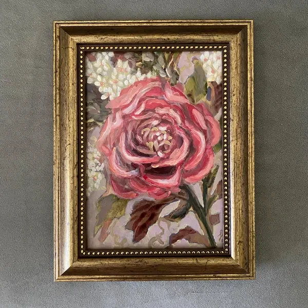 Original small watercolor floral painting titled So Red the Rose by fine artist Lisa Livingston. Dramatic red rose botanical art study on archival panel, available via the Studio Store.