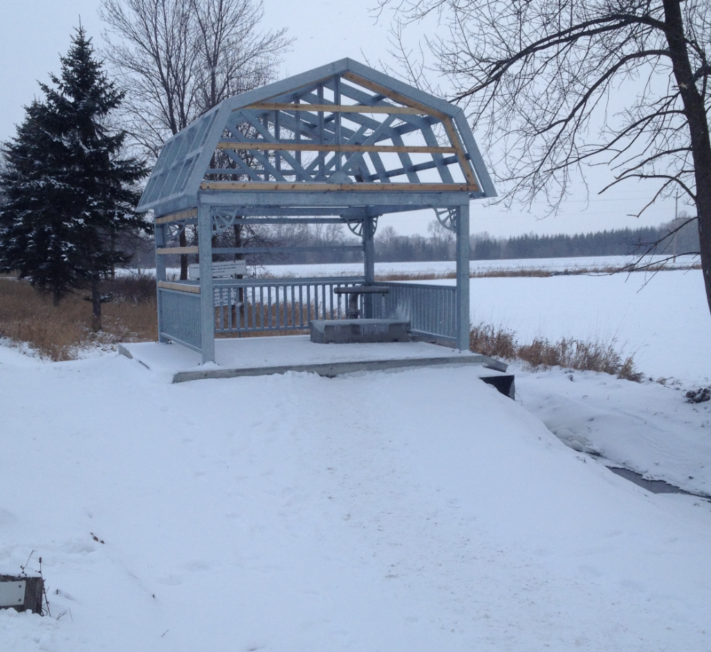 The new Elmvale Spring: in partial state of completion. Roofing has been recently added in 2014.