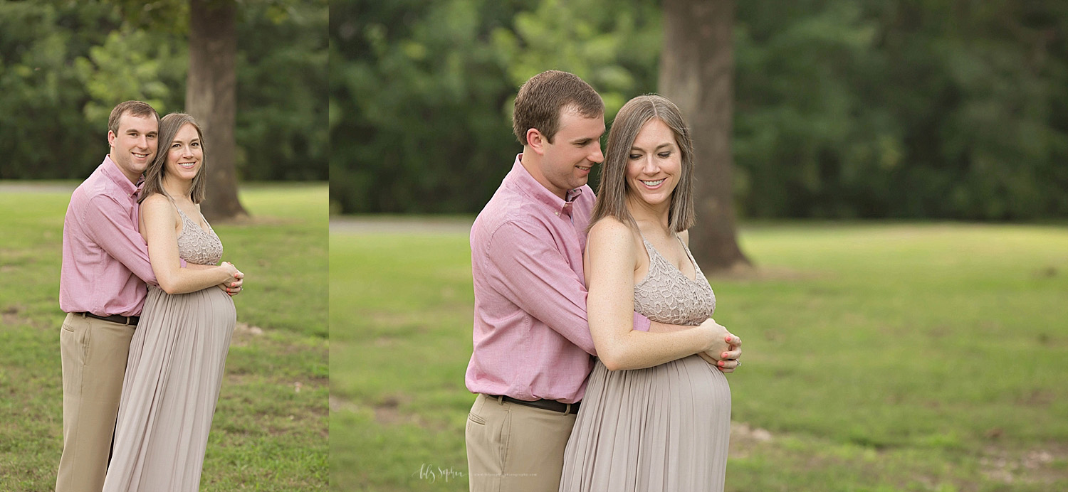  Side by side images of a pregnant woman and her husbandwith th 