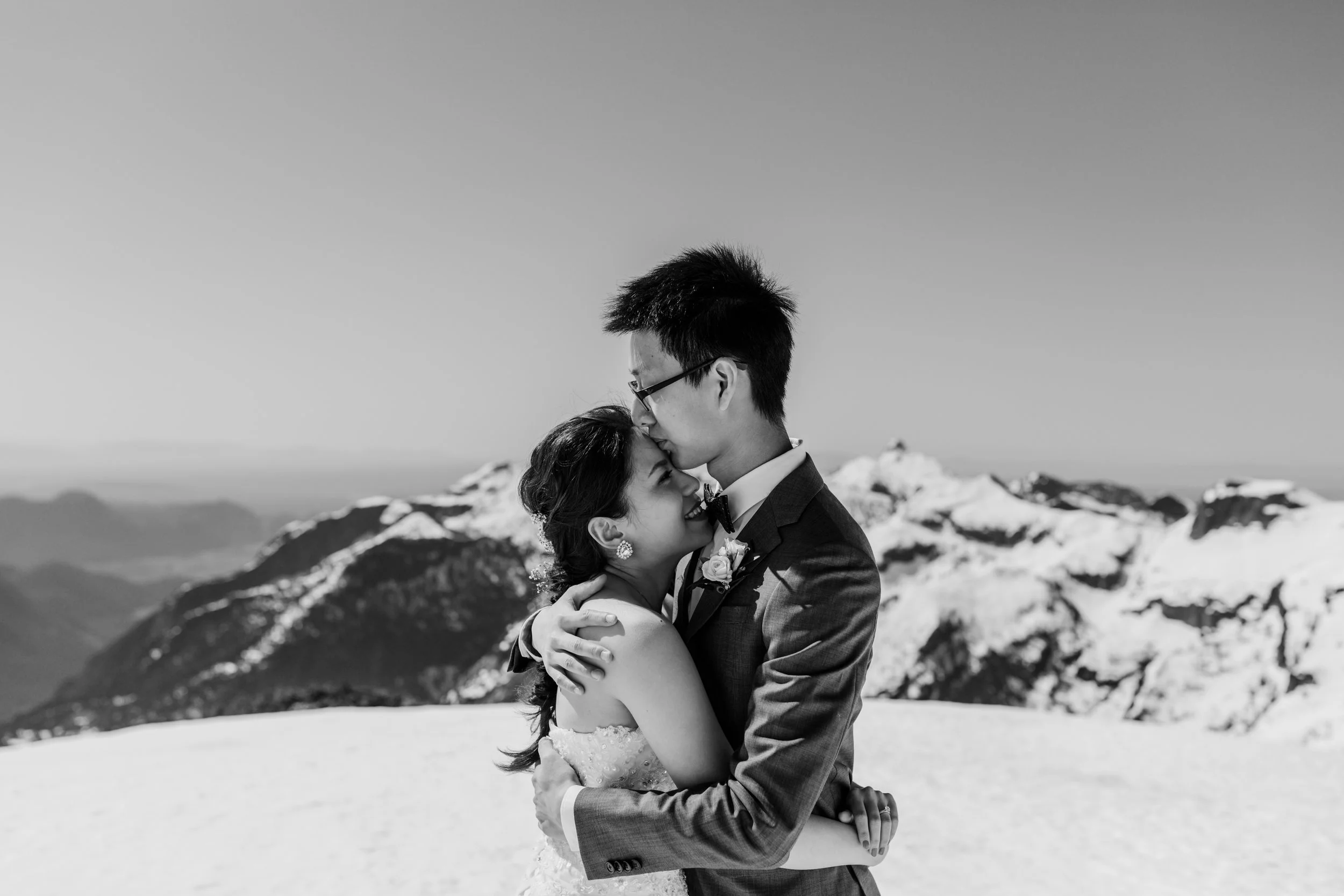 Helicopter Mountain Top Elopement in Pitt Meadows with Sky Helicopters - Snowy Mountaintop Elopement Photos 