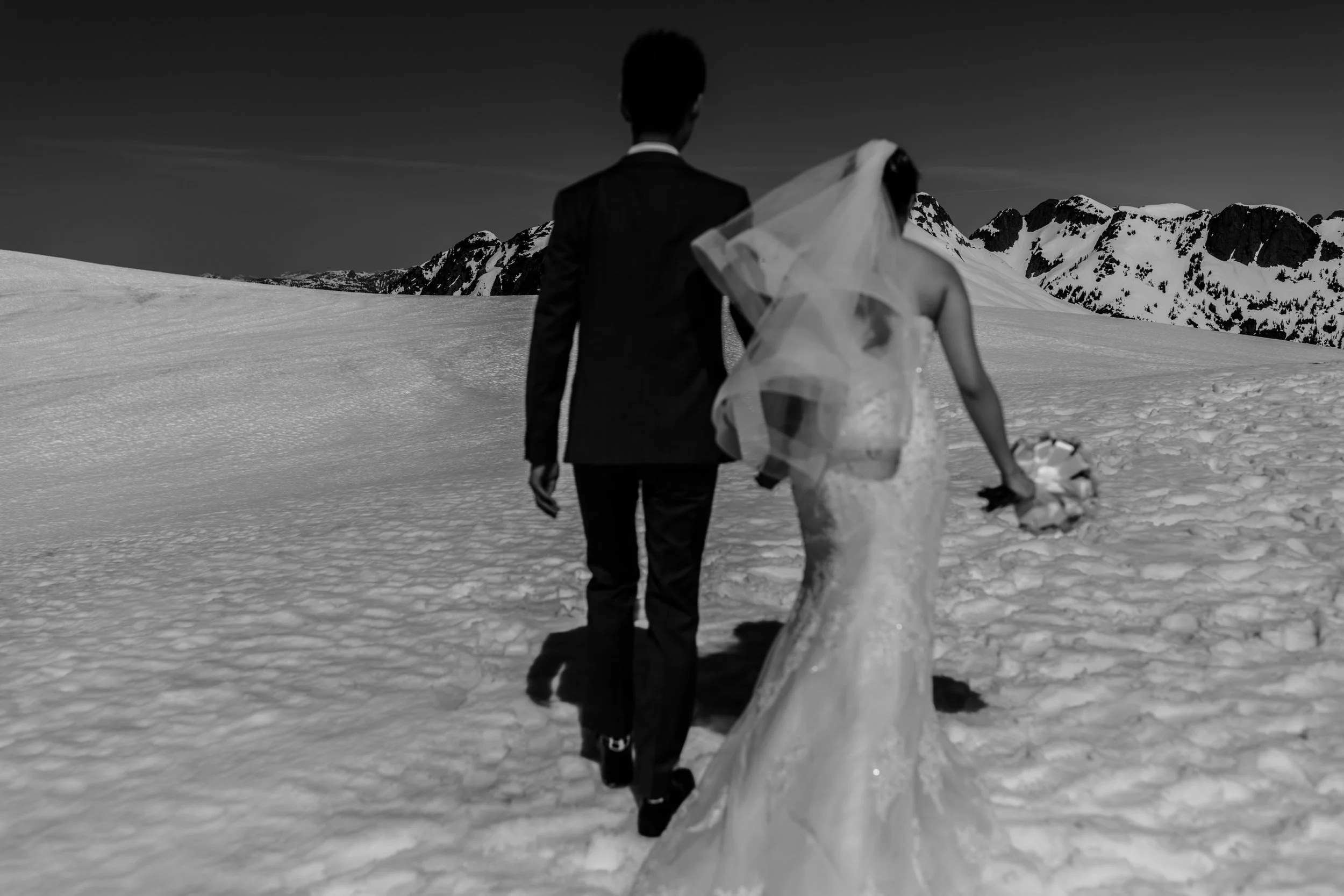  Helicopter Mountain Top Elopement in Pitt Meadows with Sky Helicopters - Snowy Mountaintop Elopement Photos 