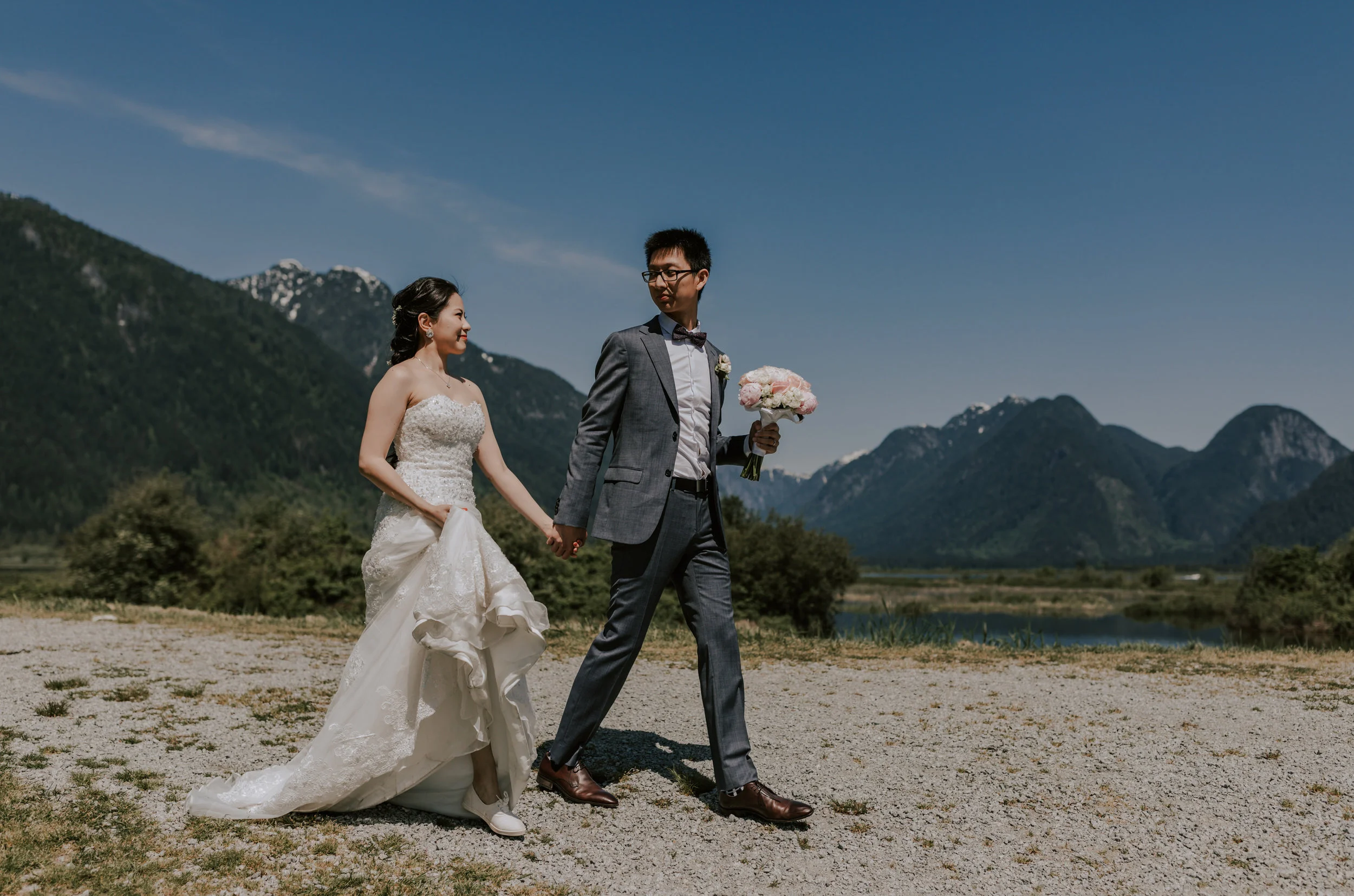  Helicopter Mountain Top Elopement in Pitt Meadows with Sky Helicopters - Snowy Mountaintop Elopement Photos 
