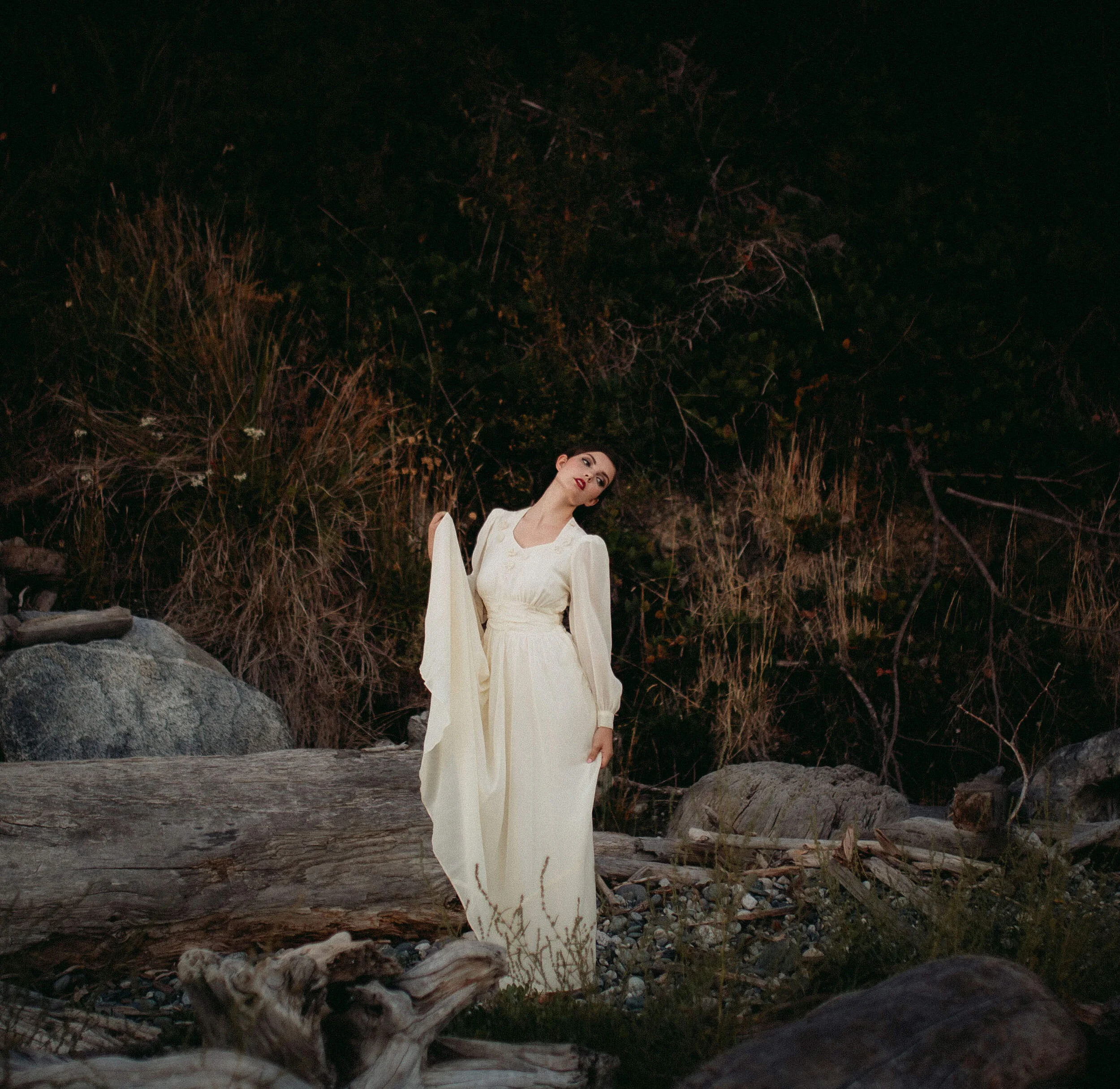  Vintage Bridal Photos on the Beach at Sunset on the Sunshine Coast, BC — Jennifer Picard Photography —Sunshine Coast and Vancouver Wedding Photographer and Videographer Team 