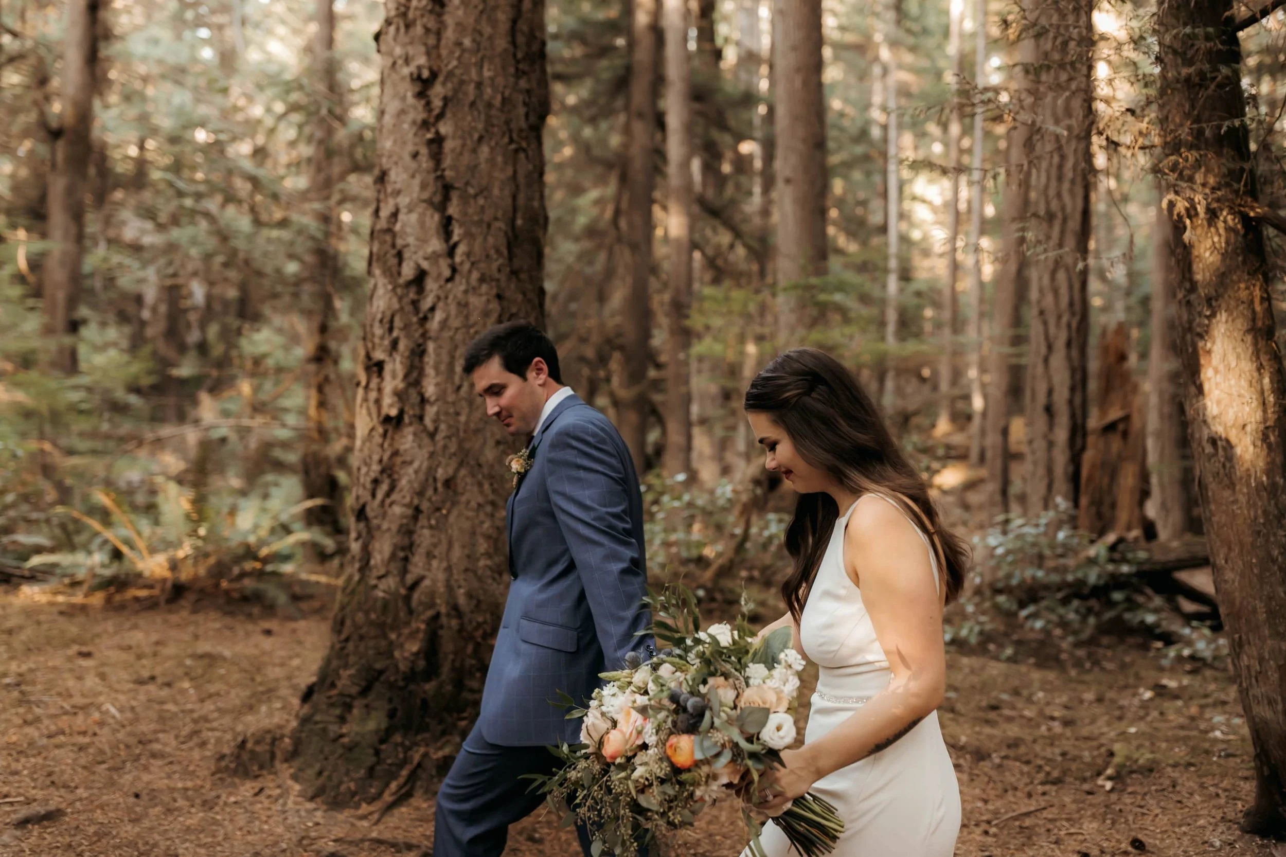  Emma and CodyÕs Sunshine Coast Elopement. Ceremony in Cliff Gilker Park in Roberts Creek and Golden Hour Photos at Roberts Creek Pier 
