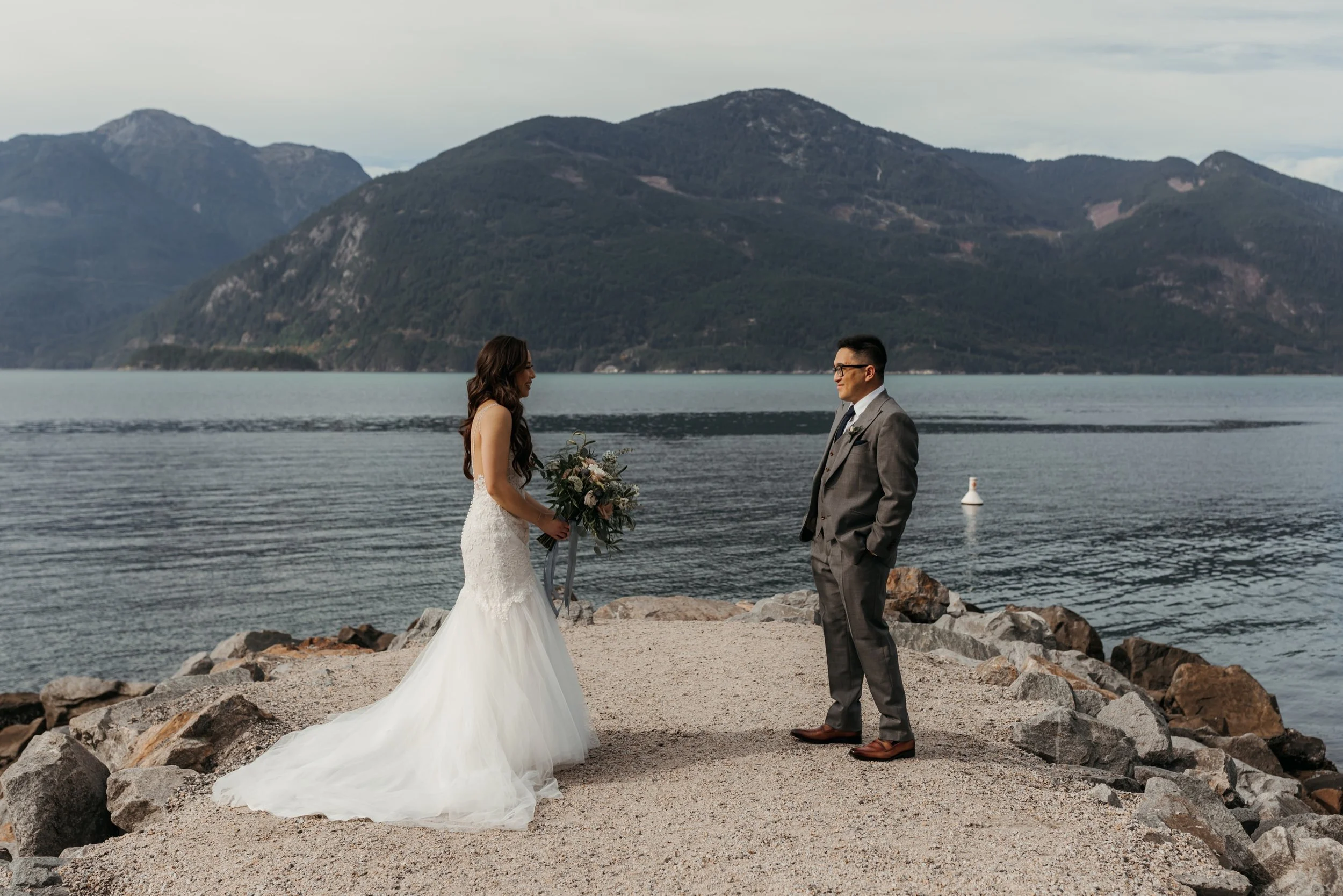  First Look at Porteau Cove Provincial Park and Intimate Golden Hour Wedding at Sea to Sky Gondola in Squamish BC  