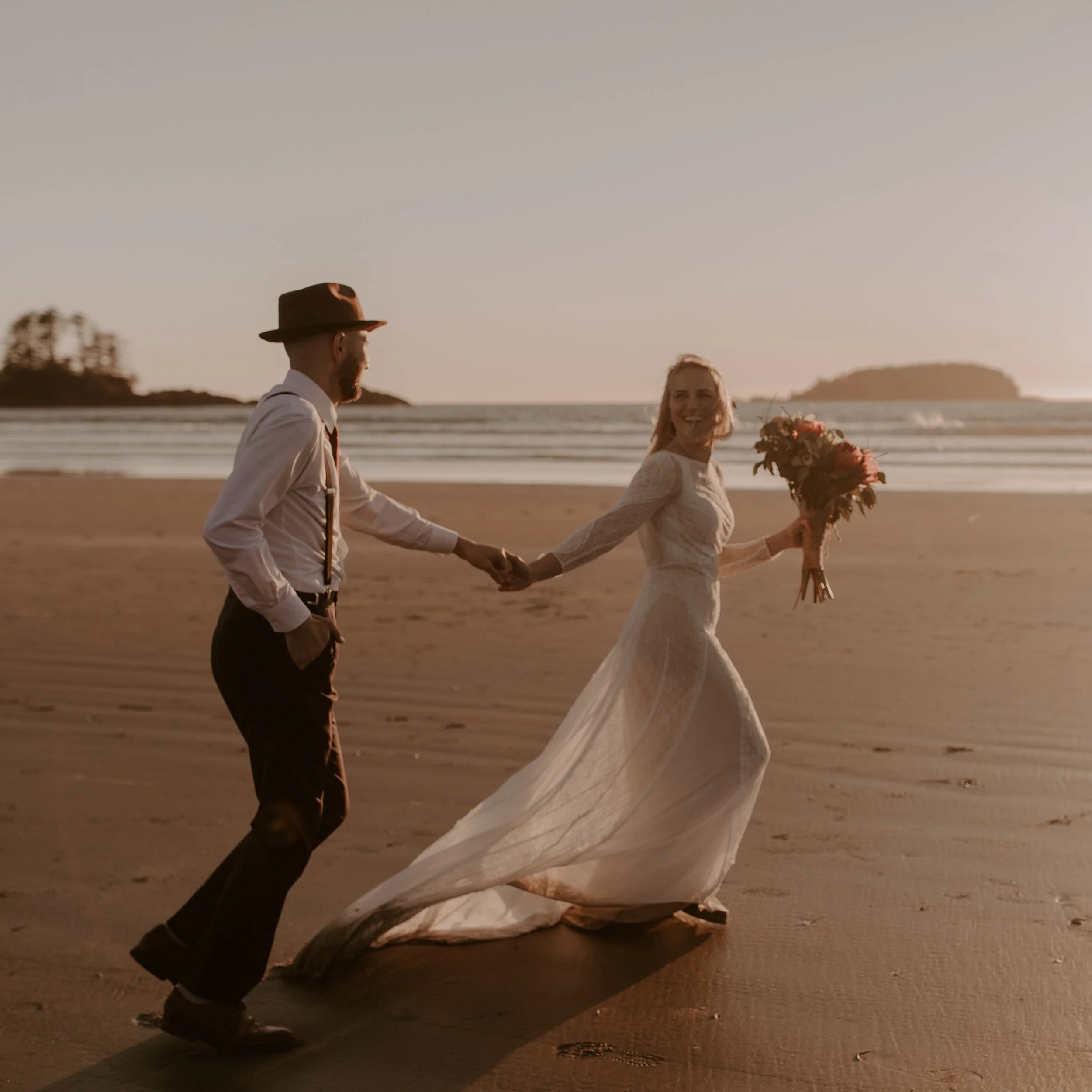  Sunset Elopement on the Beach in Tofino in April  