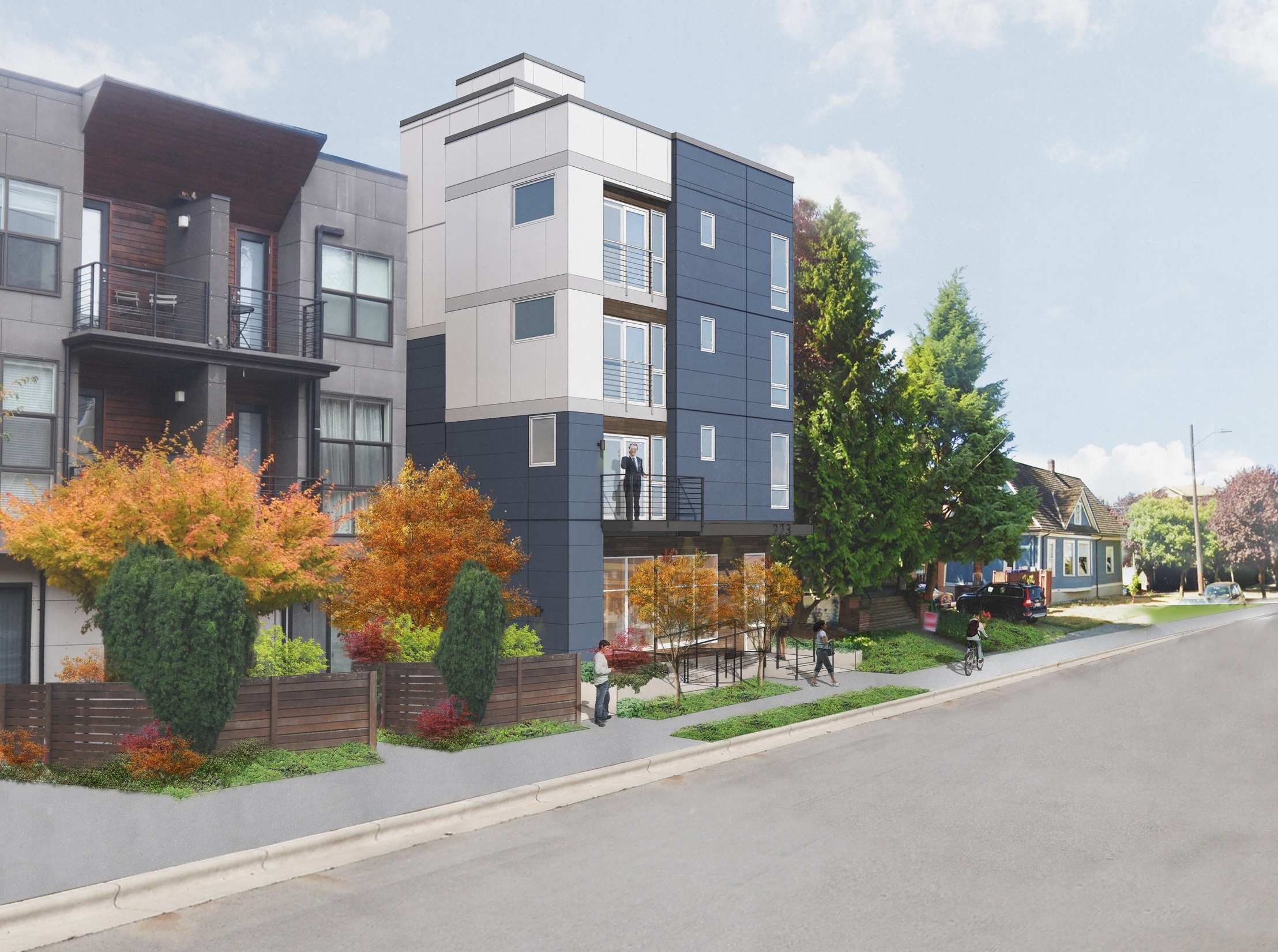 Multifamily development, located at 223 in Seattle, WA's Capitol Hill, courtesy of b9 architects architectural designers.