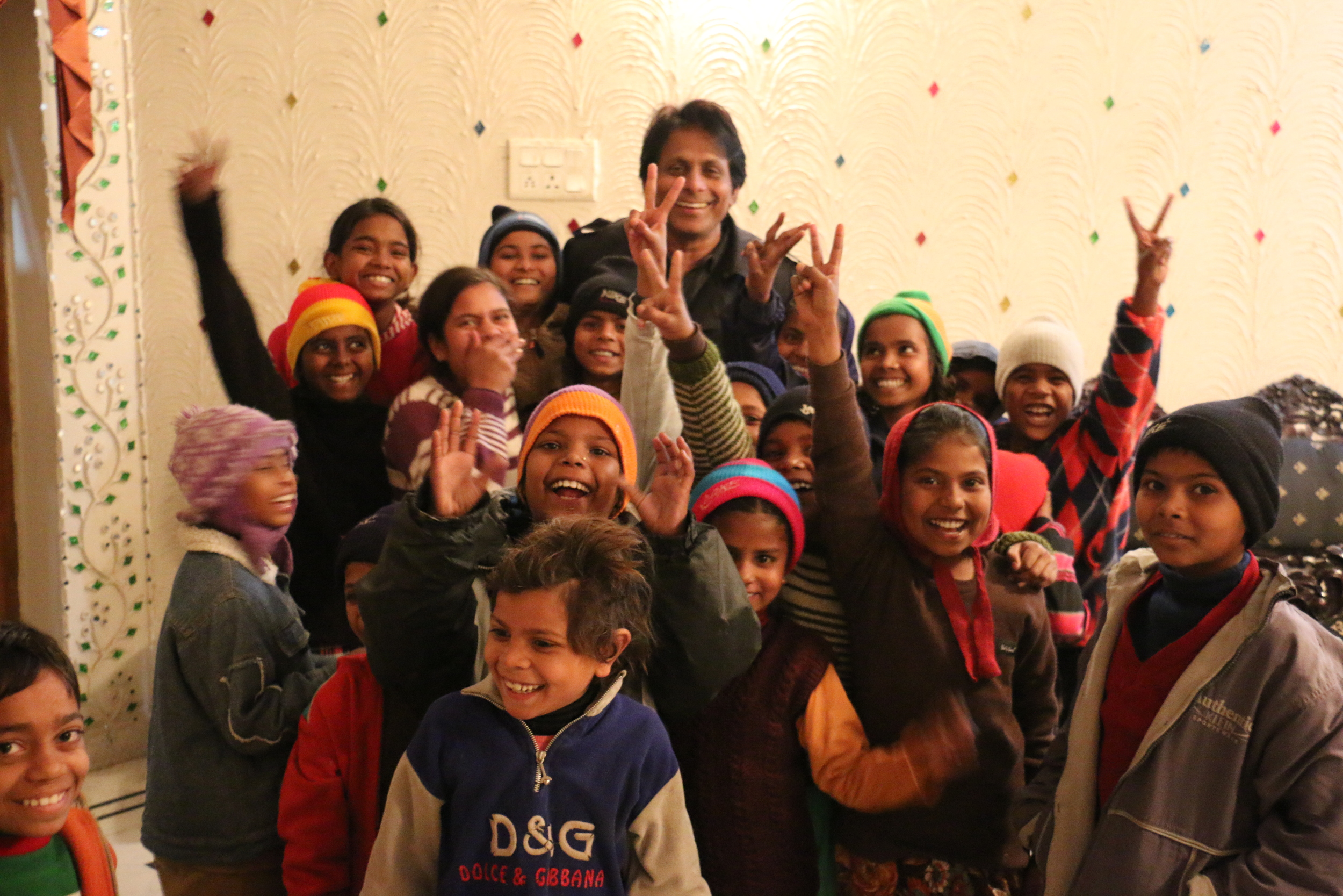 Ravi and some of his kids at Phasar Apna Ghar, Northern India