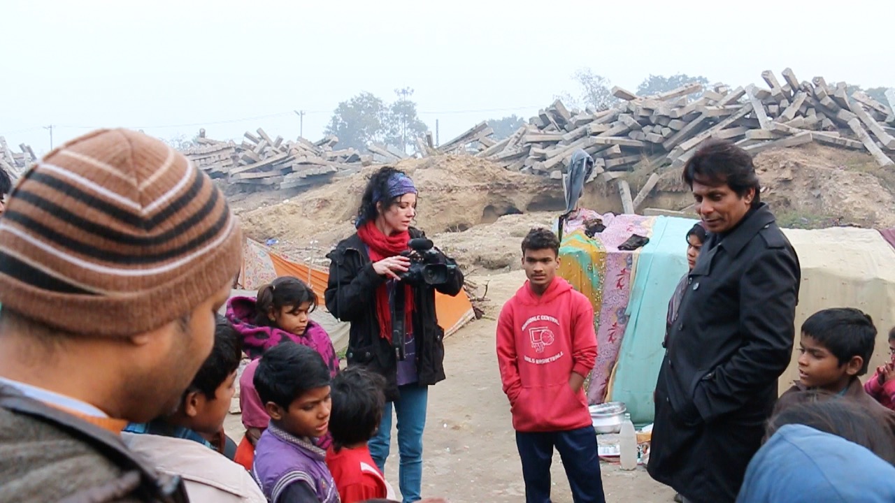 Filming with Ravi at Shadara slum, Delhi