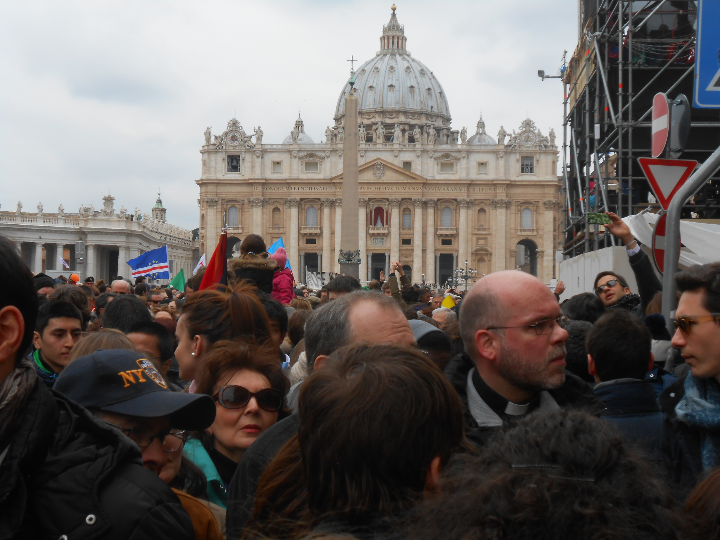 Outside the Vatican after Pope Francis's first public blessing.