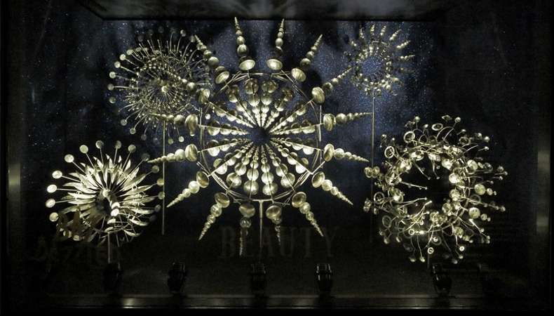 Barney's 2014 window display features these memorizing handmade kinetic sculptures that come to life with the use of wind machines.