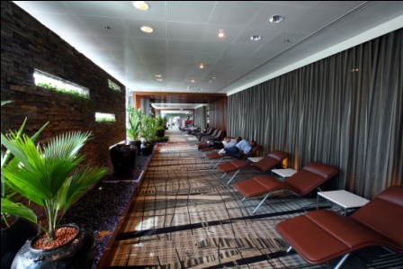 Catch a few zzz's in these complimentary leather snooze chairs found throughout the airport.