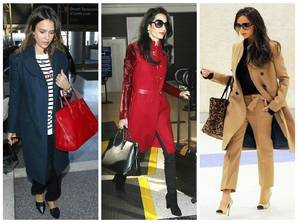 Find inspiration from these celebs traveling in style while wearing their winter coats. 
