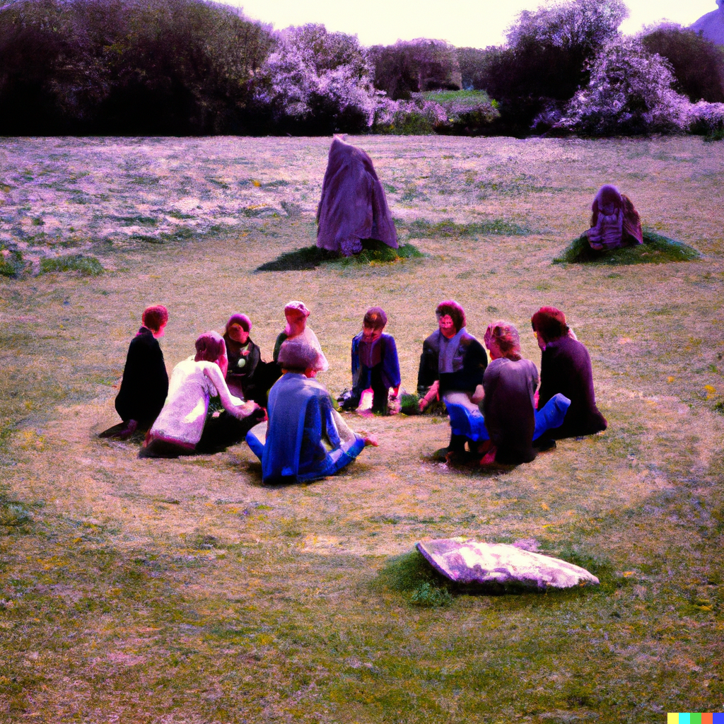 DALL·E 2023-02-27 08.52.43 - a Kodachrome slide from the 1970s that shows a small family gathering at a stone circle .png
