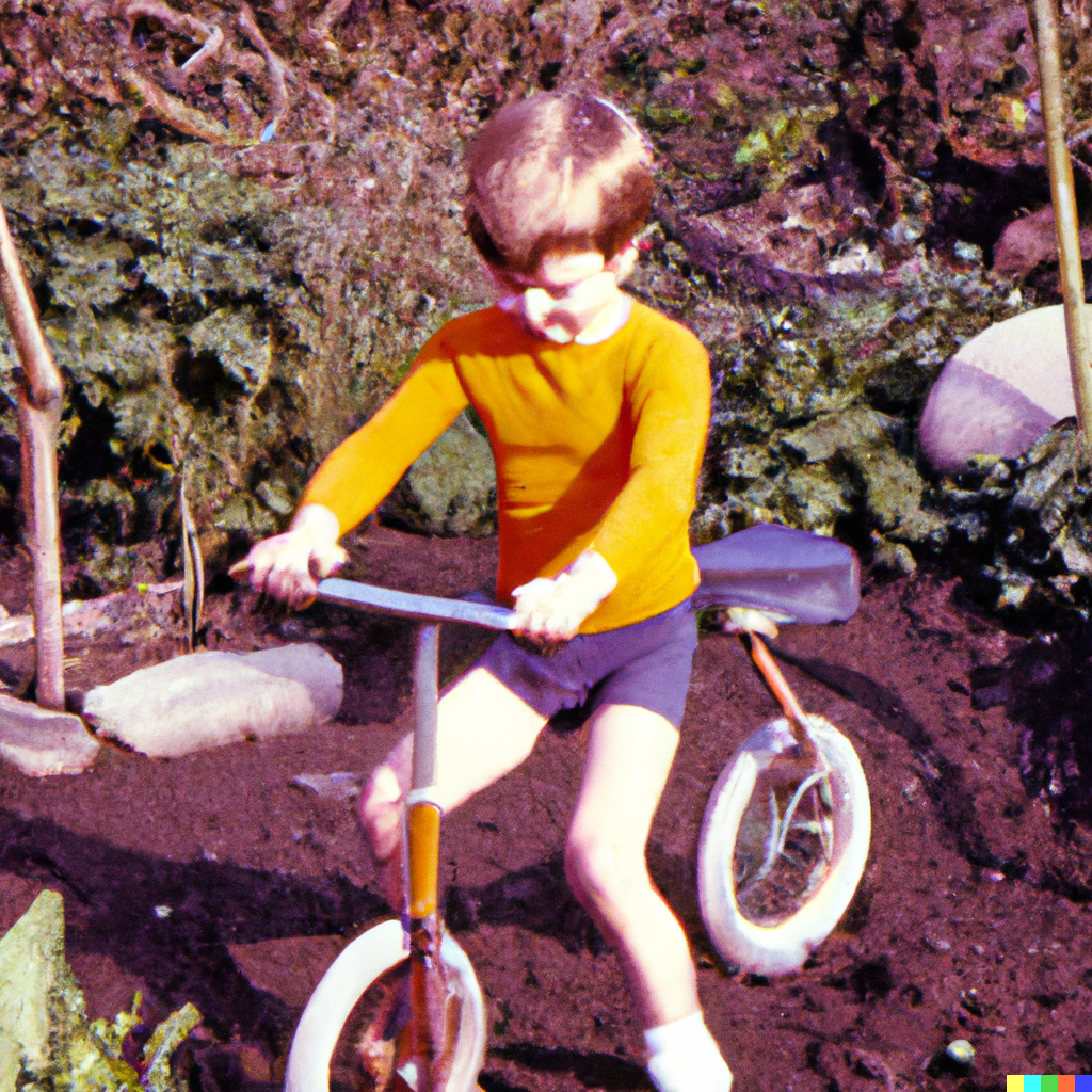 DALL·E 2023-03-07 11.59.53 - Boy on Raleigh boxer in garden United Kingdom  1970s Kodachrome slide .png