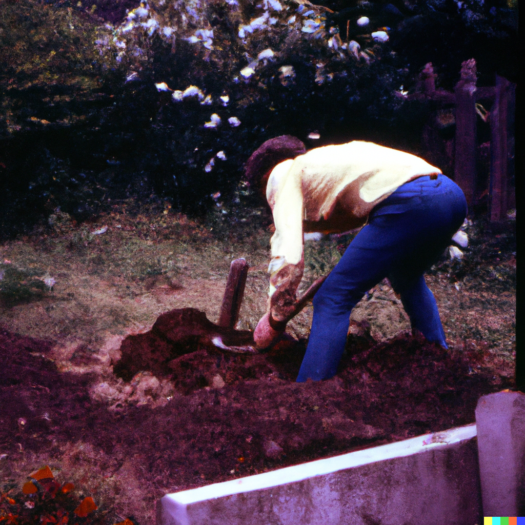 DALL·E 2023-03-07 12.00.47 - Person digging ground in garden burying something weird 1970s Kodachrome slide sinister .png
