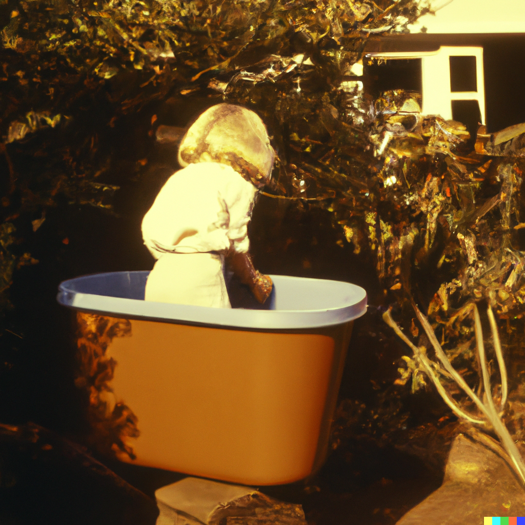 DALL·E 2023-04-03 11.30.41 - child in garden 1970s united kingdom washing basket over head kodachrome slide.png