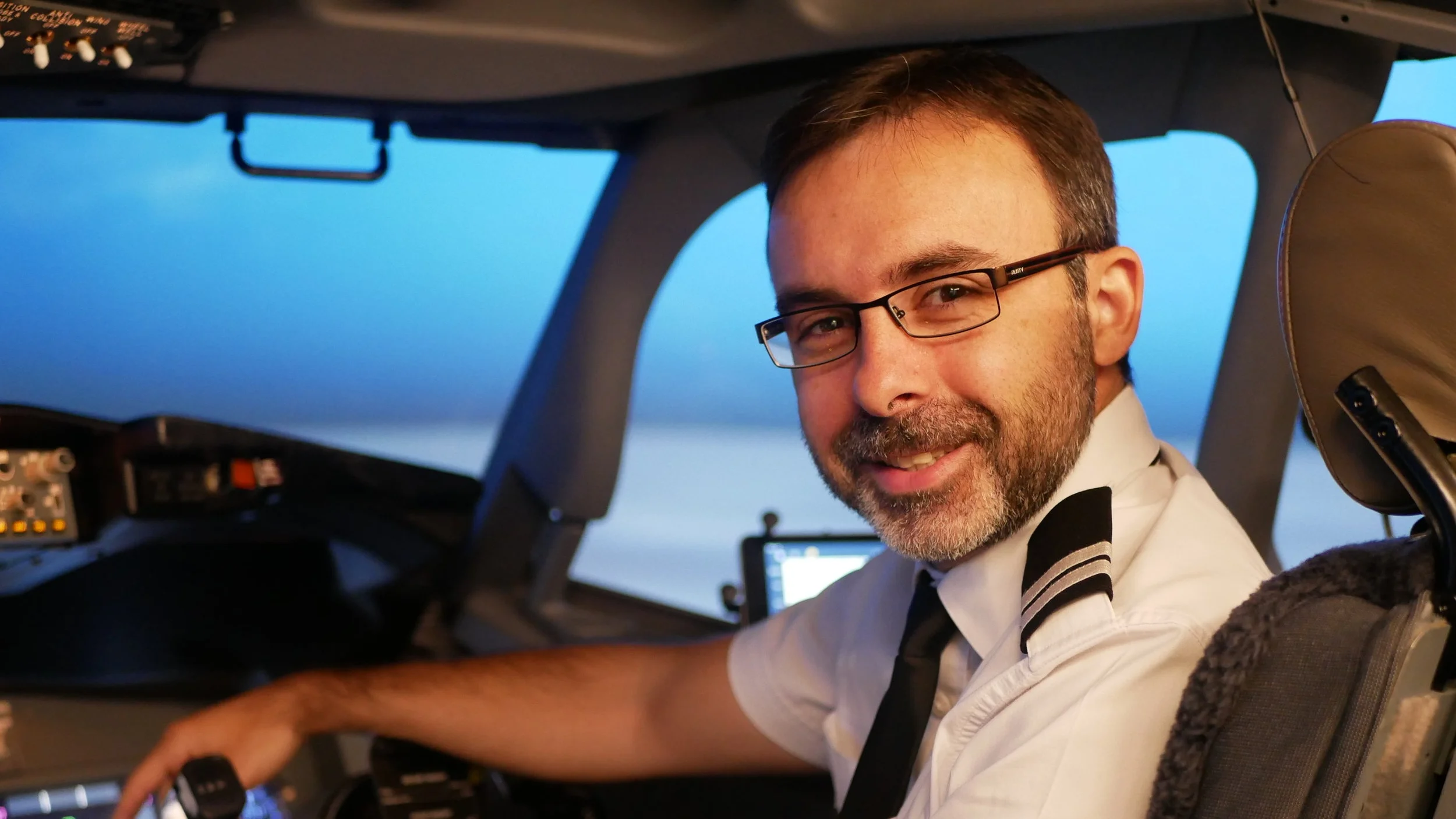 Martin in VAs Boeing 737 simulator during his APS MCC training.