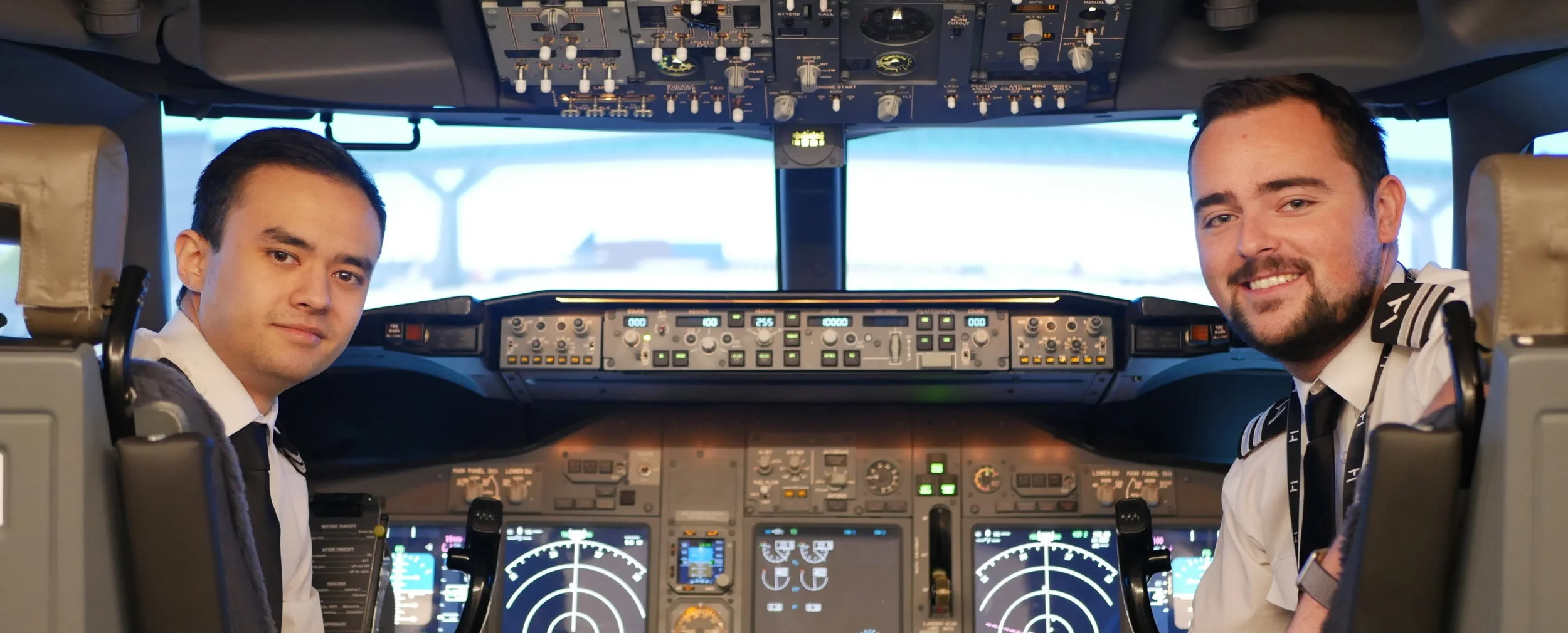 James (right) and his training partner Ken (left) in our Boeing 737-800 simulator.