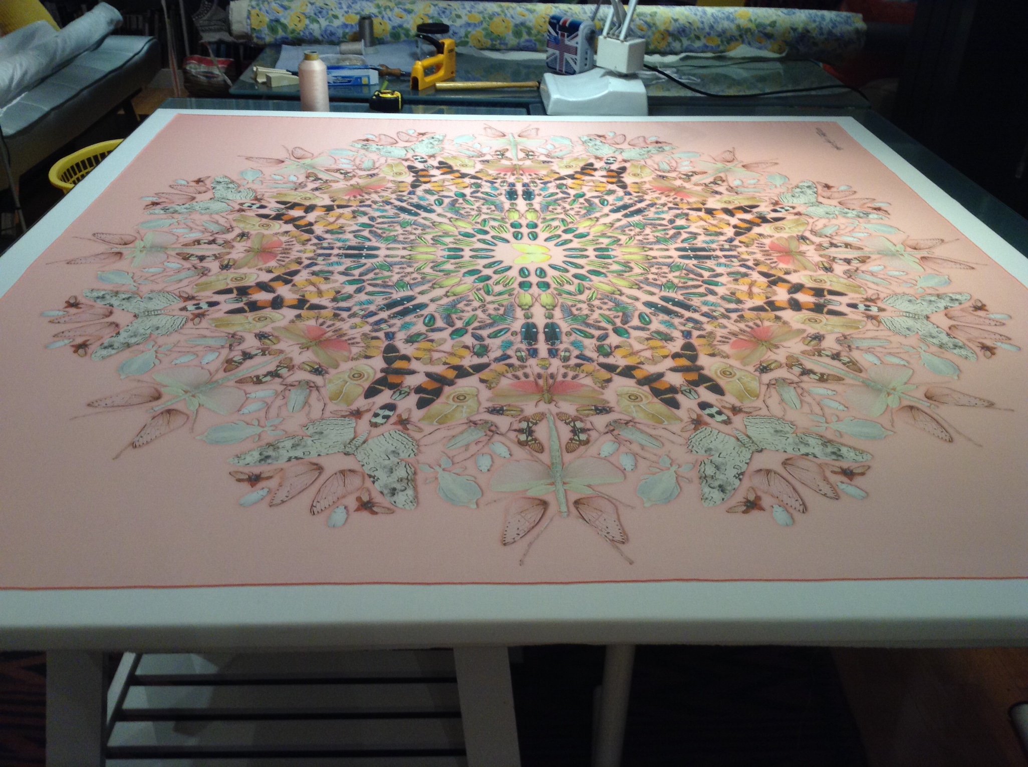 In the studio ready for framing