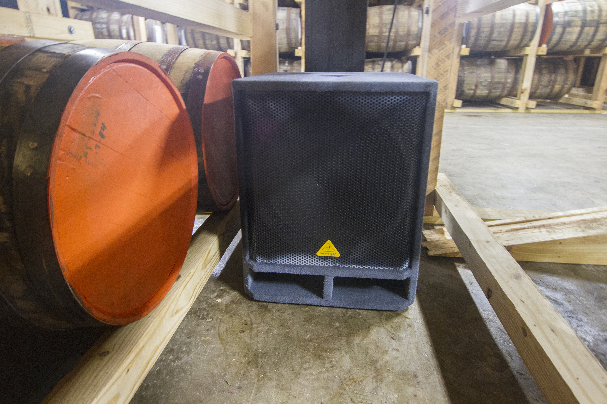"Sonic aging" in process with one of the subwoofers at Copper & Kings