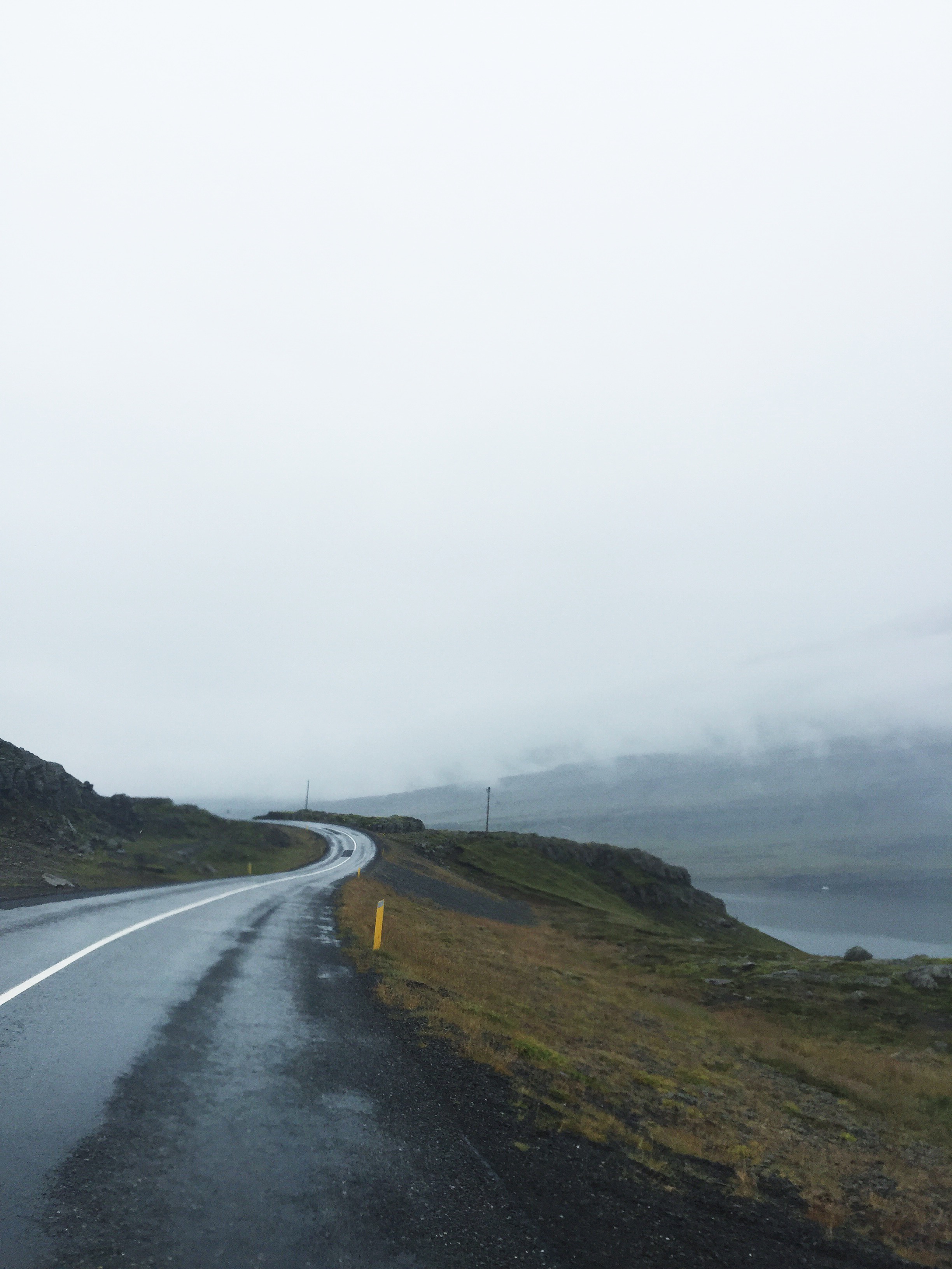Low visibility on RTE 1, East Iceland