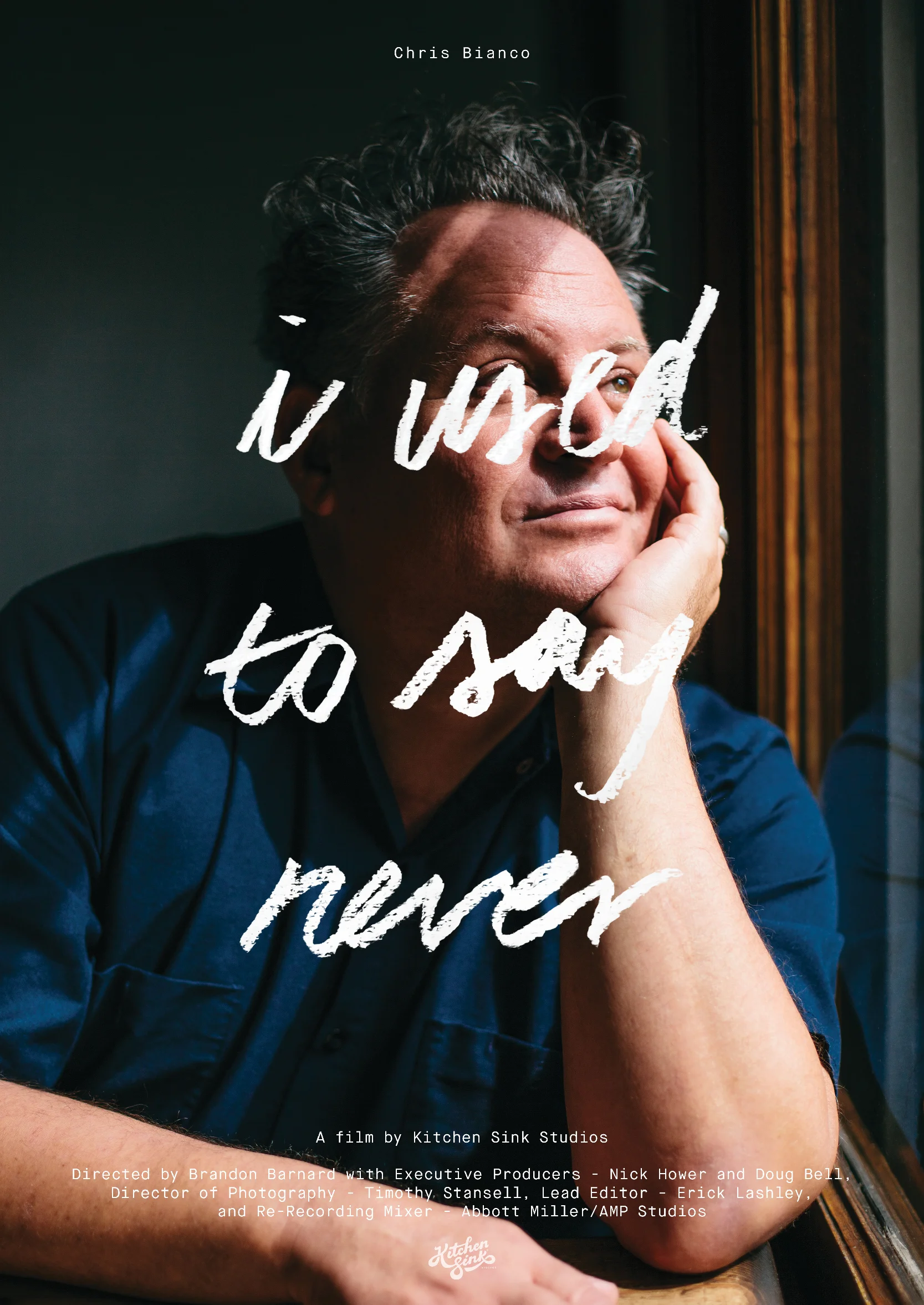 Film poster for "I Used to Say Never," a short documentary about Chris Bianco.