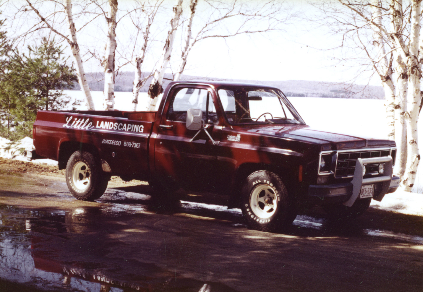 Dad's first truck circa 1980. Trevor is a proud second generation Landscaper. 
