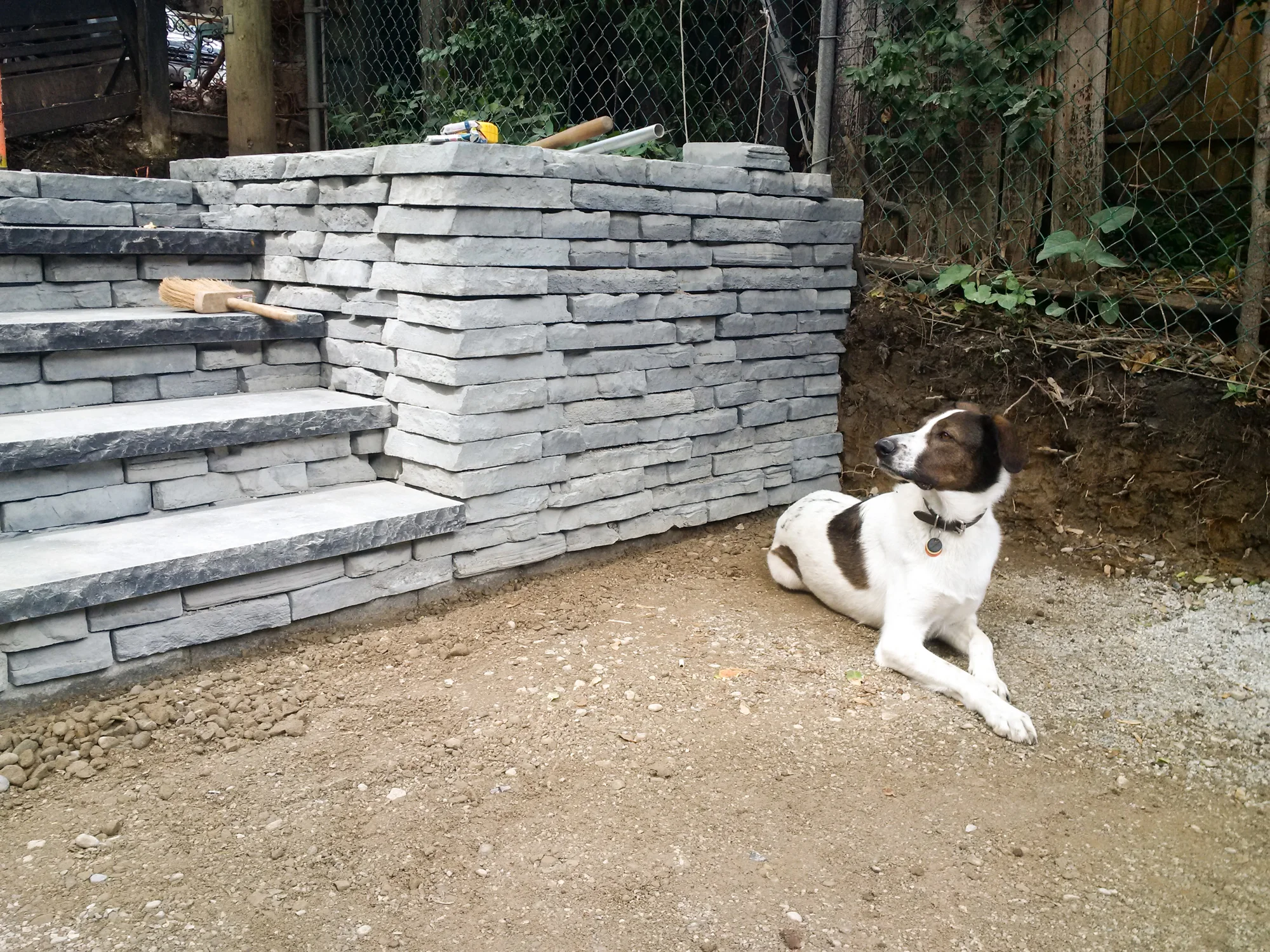Supervisor inspecting the new wall