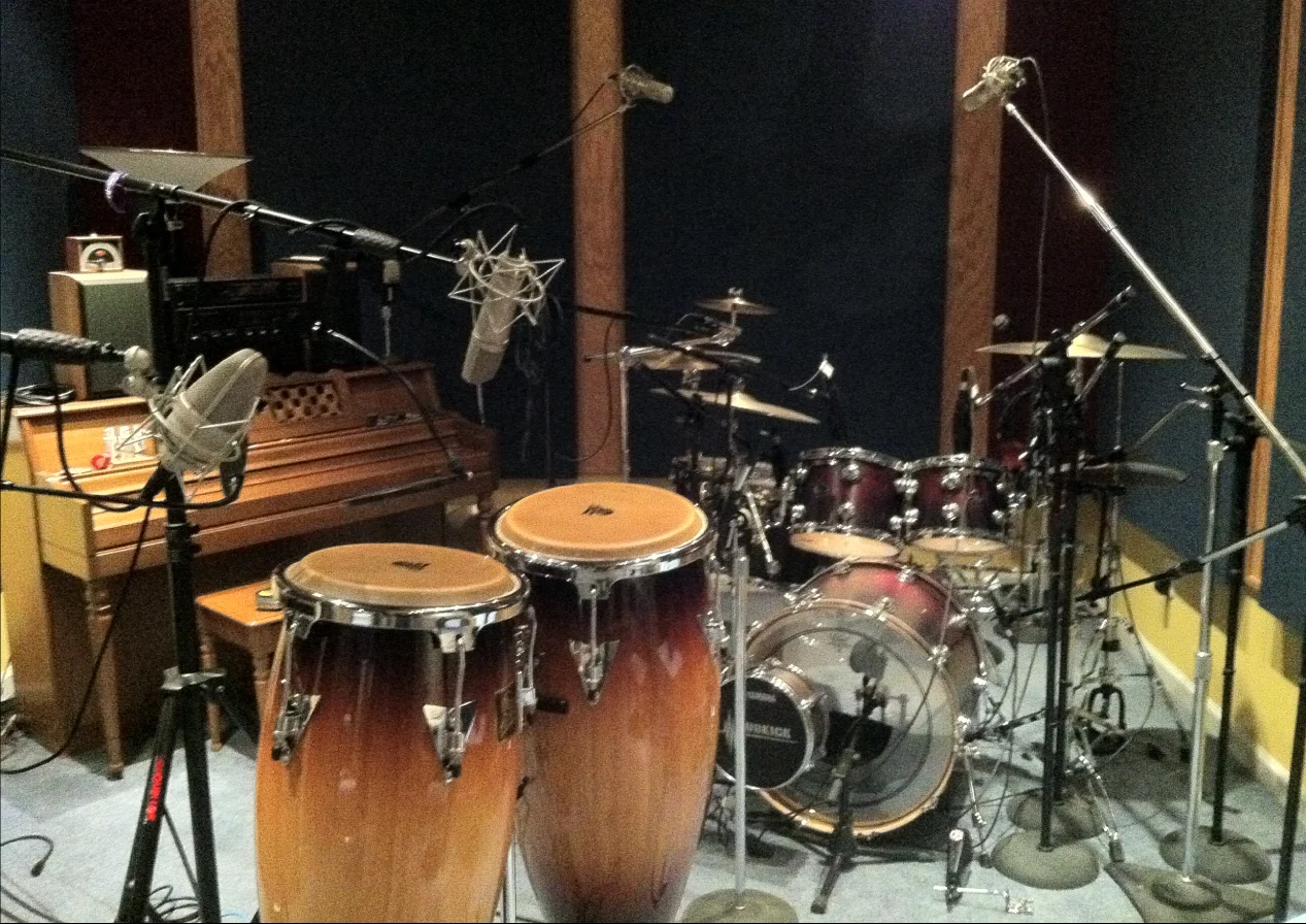 Congos set up for percussion session
