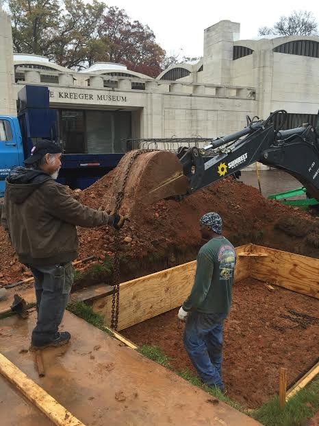Here the area is shown just before the pouring of the cement foundation. 