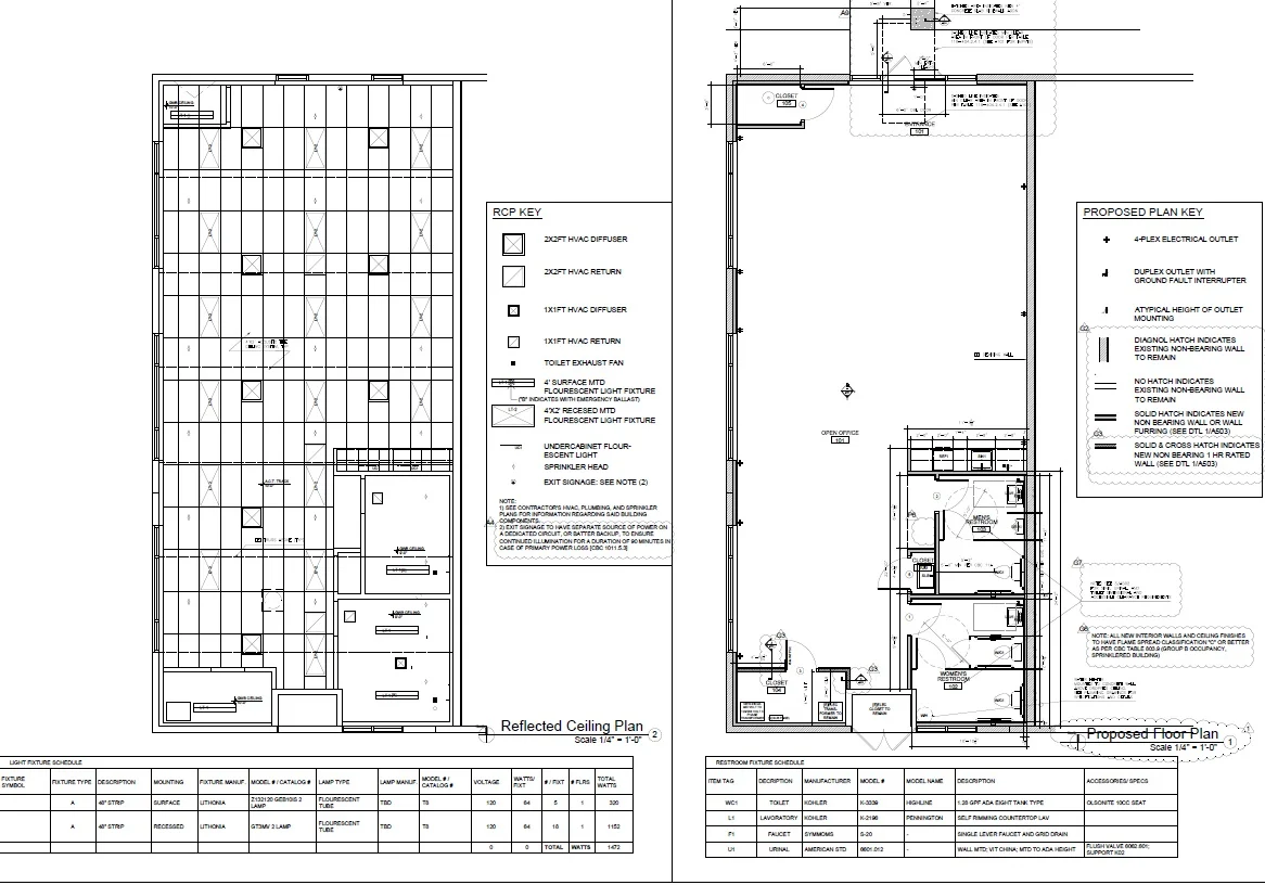 Industrial office tenant improvement floor plan and reflected ceiling plan.jpg