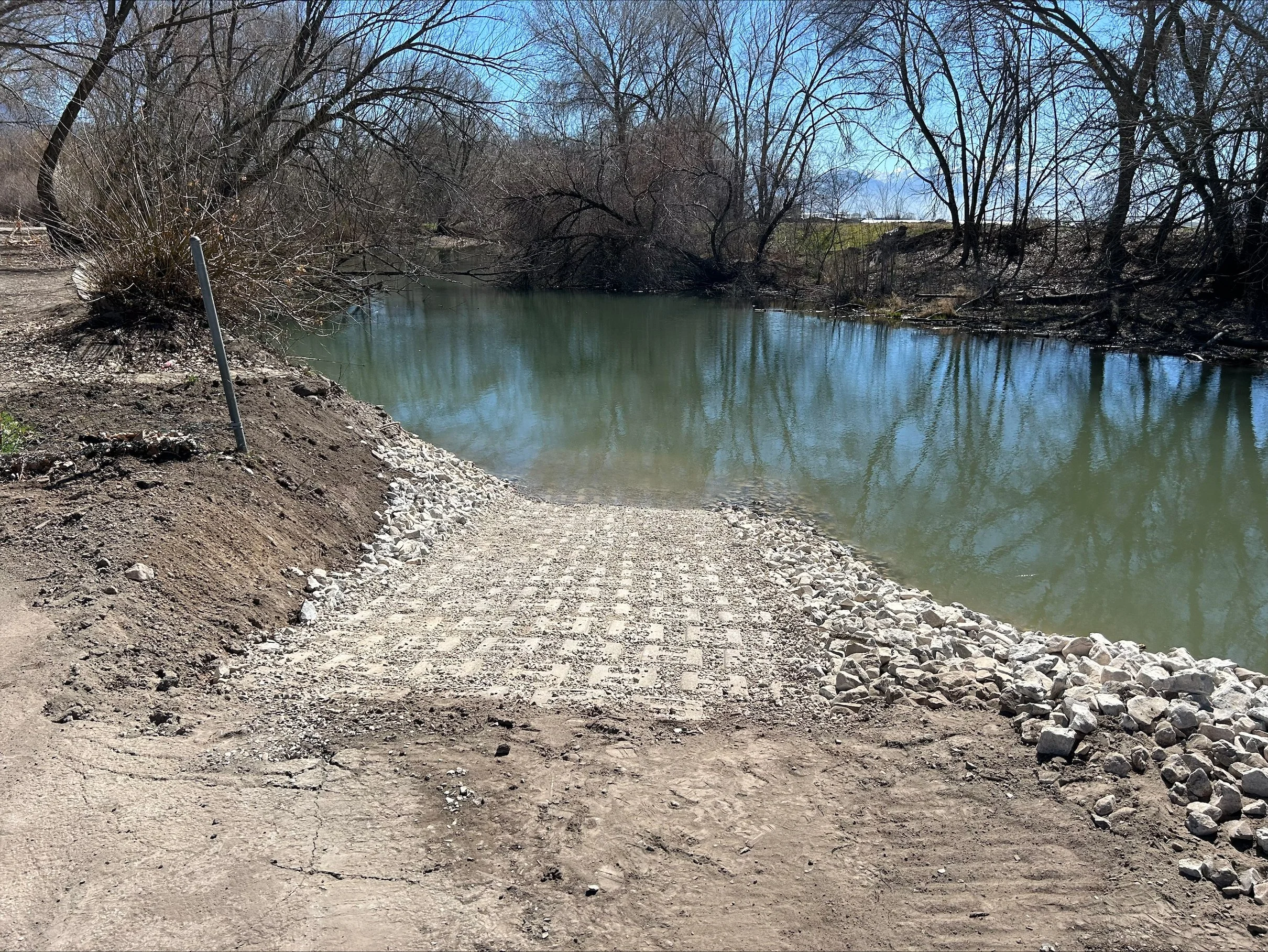 Partially constructed, in-channel boat ramp