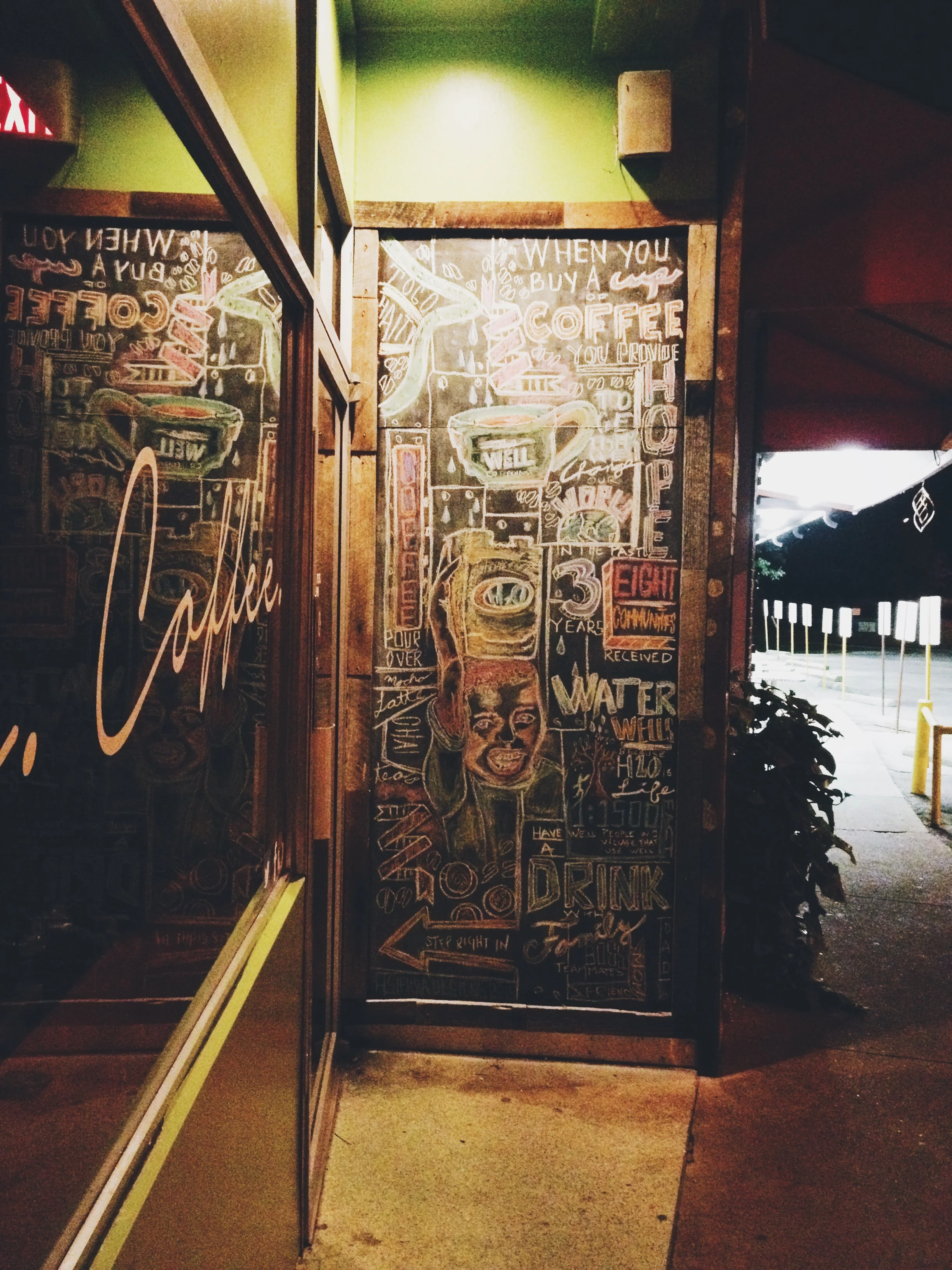 I drew the mural late at night, since the heat and humidity during the day time are almost unbearable. I knew I had used many colors, but it was so hard for me to see, I was quite surprise once I saw the mural in the day time. 