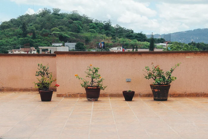 Humuya Inn rooftop patio. 
