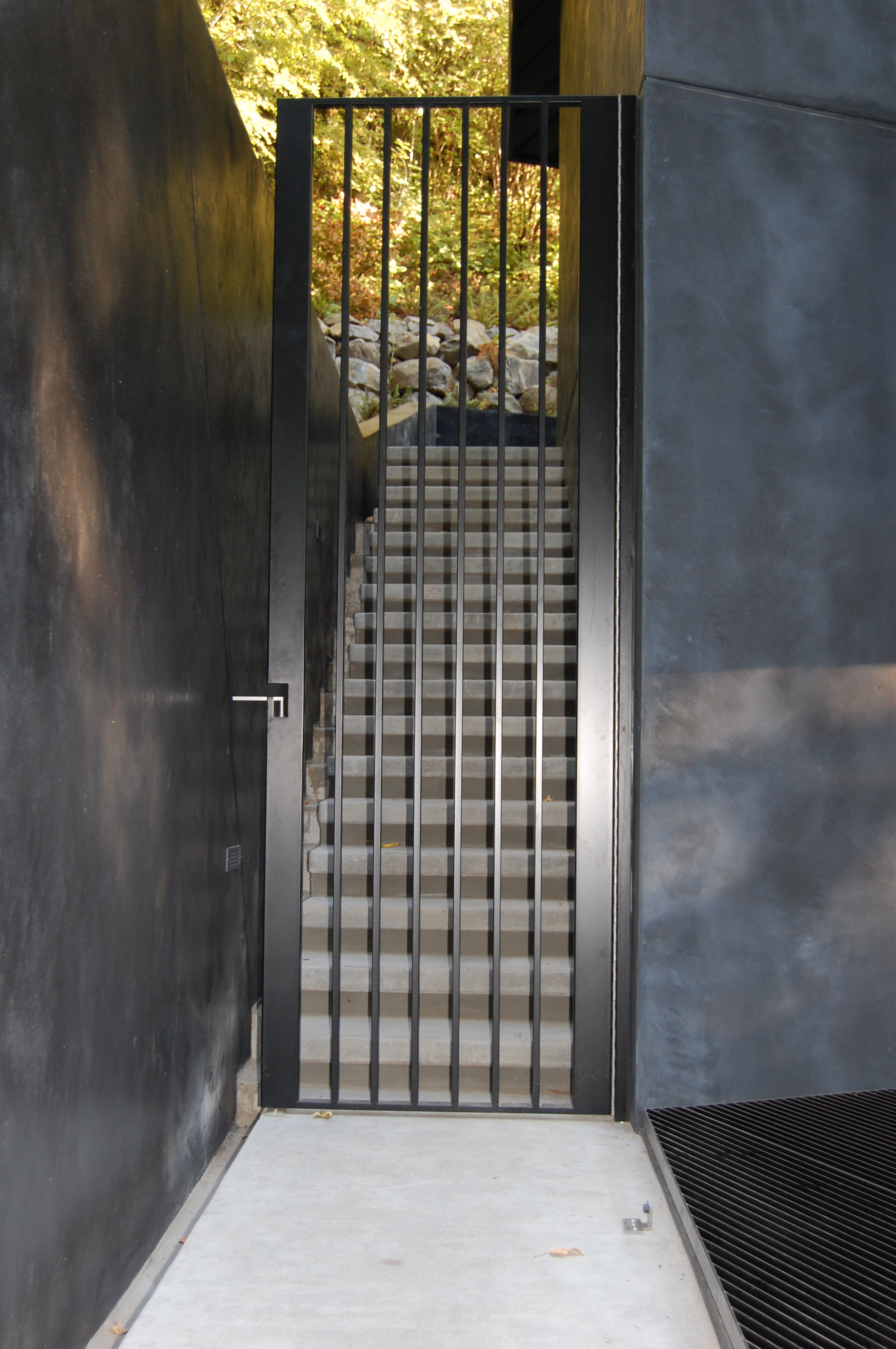  Painted Gate with custom built cane bolt integrated into the handle.  Designed by Skylab Architecture 