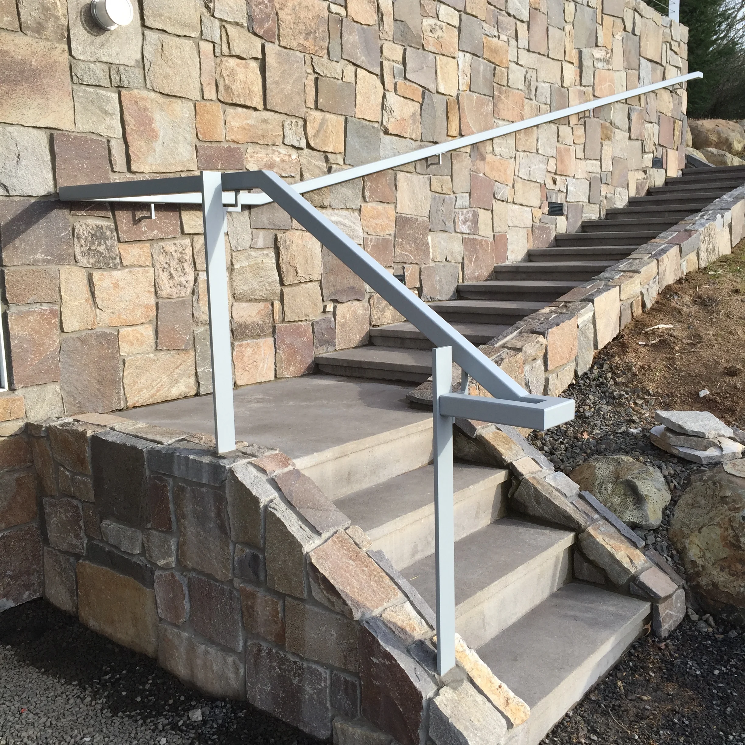 Painted Steel grab rail. Designed by Pete Retondo Architecture