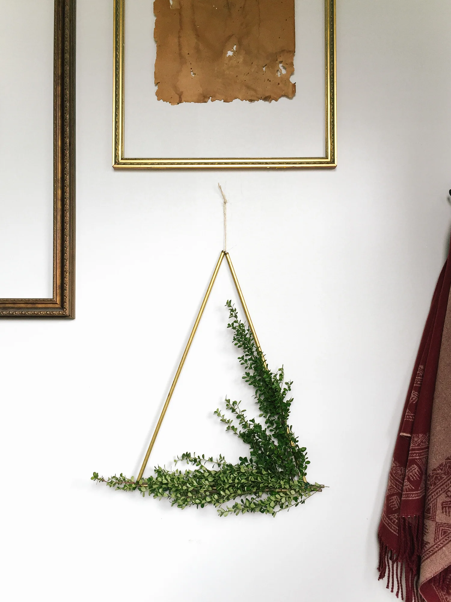 DIY Brass Triangle Wreaths 