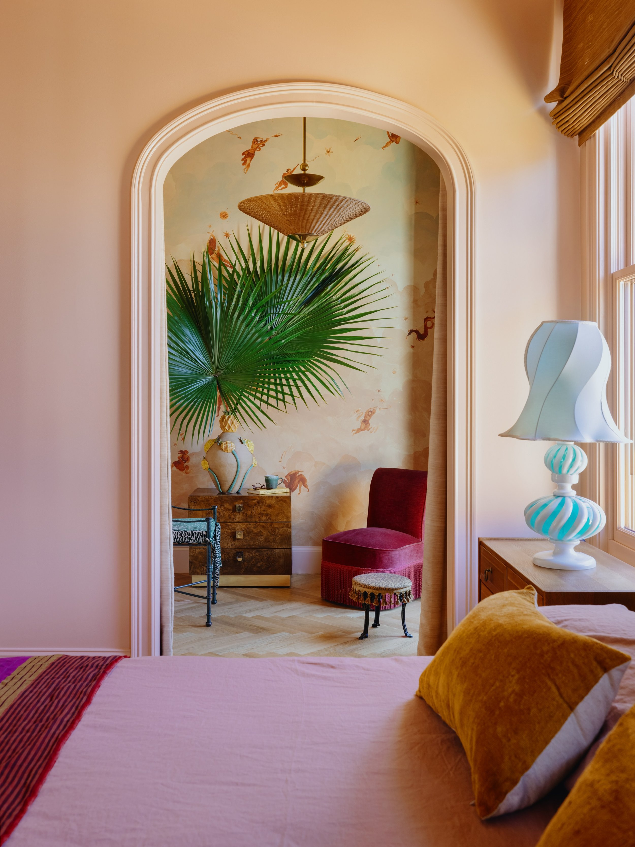 Tucked into the side of the primary bedroom is this little nook. I&rsquo;m still figuring out how to best use it. For now, it&rsquo;s Verbena&rsquo;s napping room. Also, we were calling these squished arches, but I learned they&rsquo;re technically e