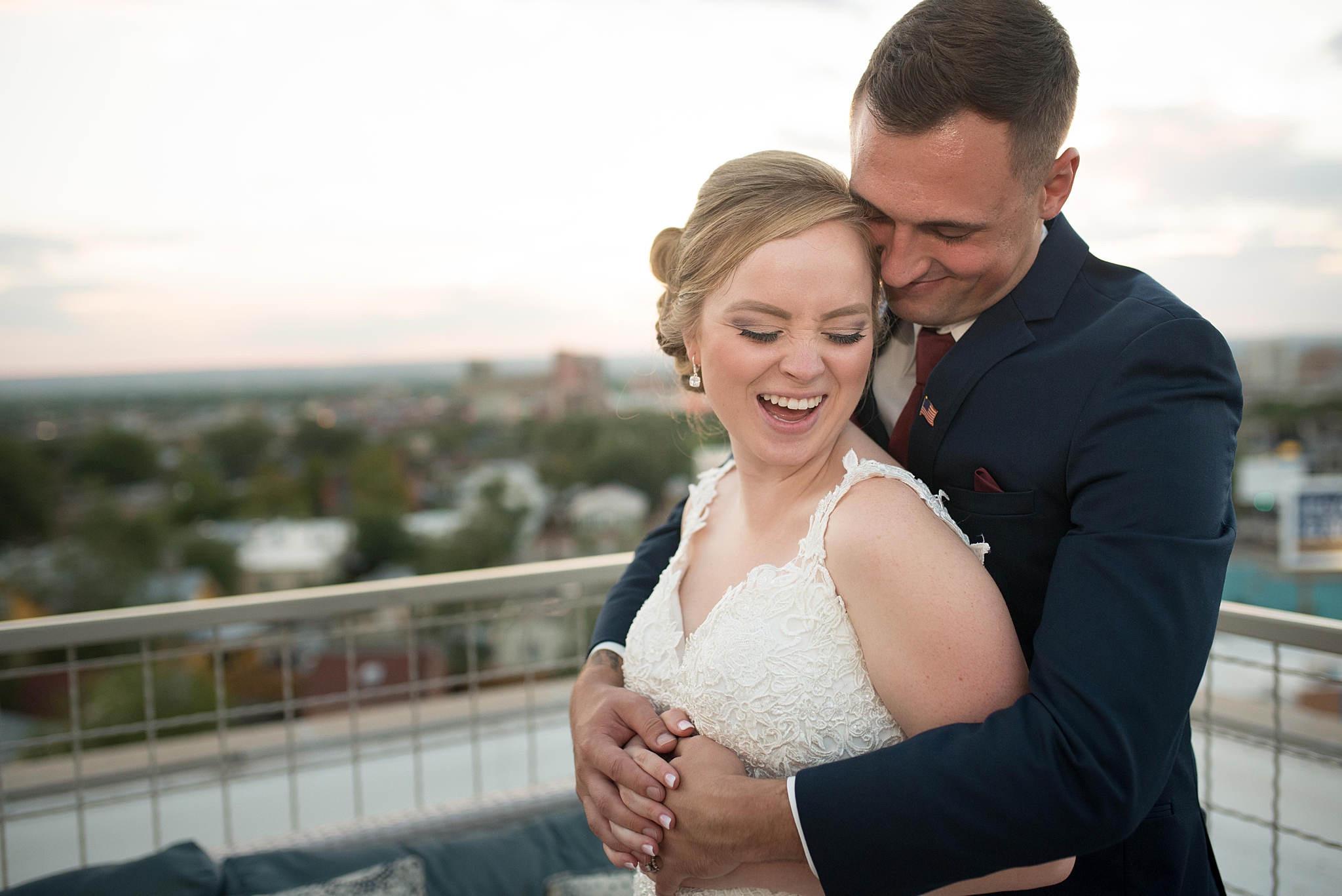 Wedding dress Ann Matthews, jewelry by helzberg diamonds, suits by suits unlimited, hotel parque central wedding photographed by albuquerque wedding photographer kayla kitts rooftop wedding