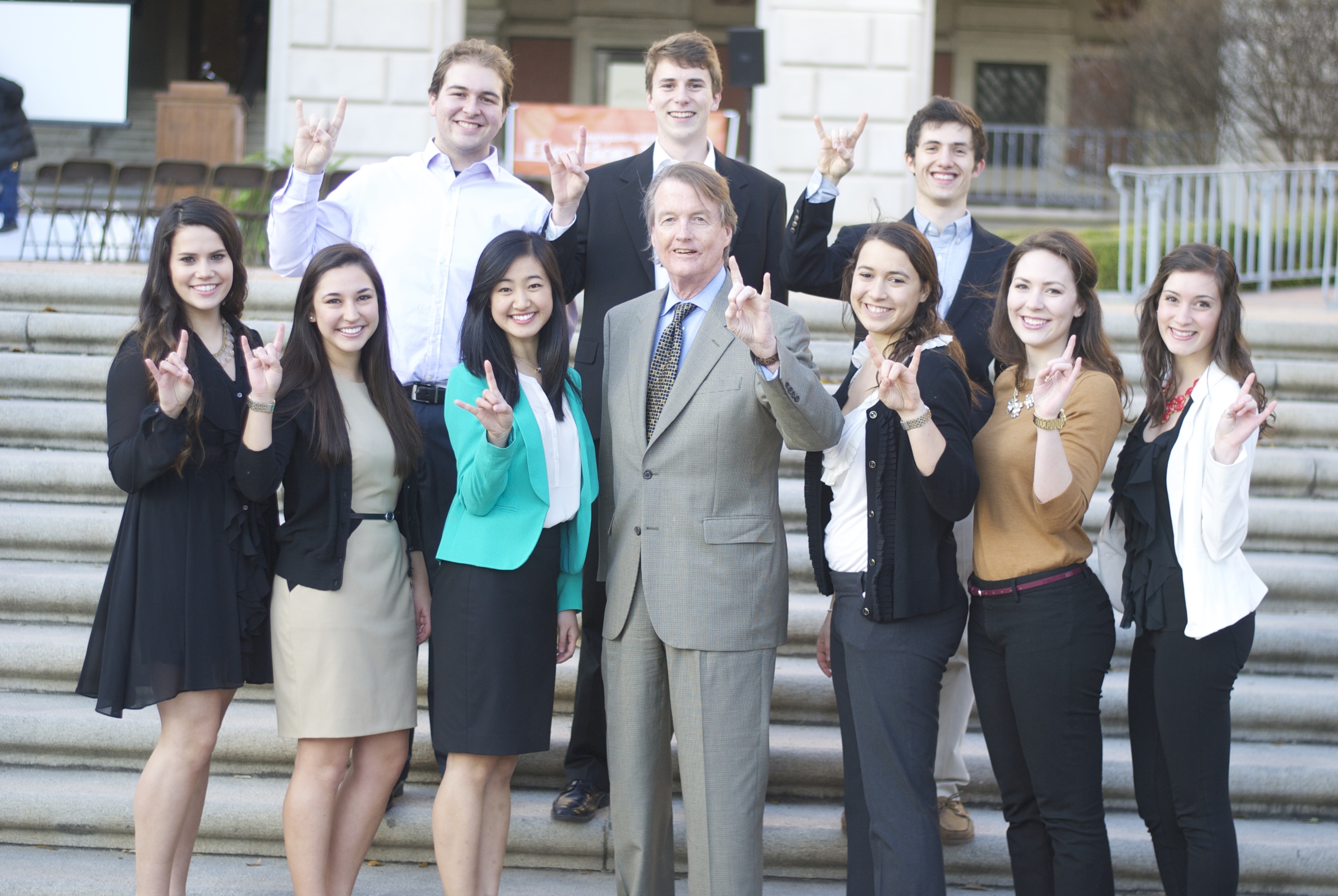SCMSO Officers and Chairs with UT president Bill Powers. 2013-2014