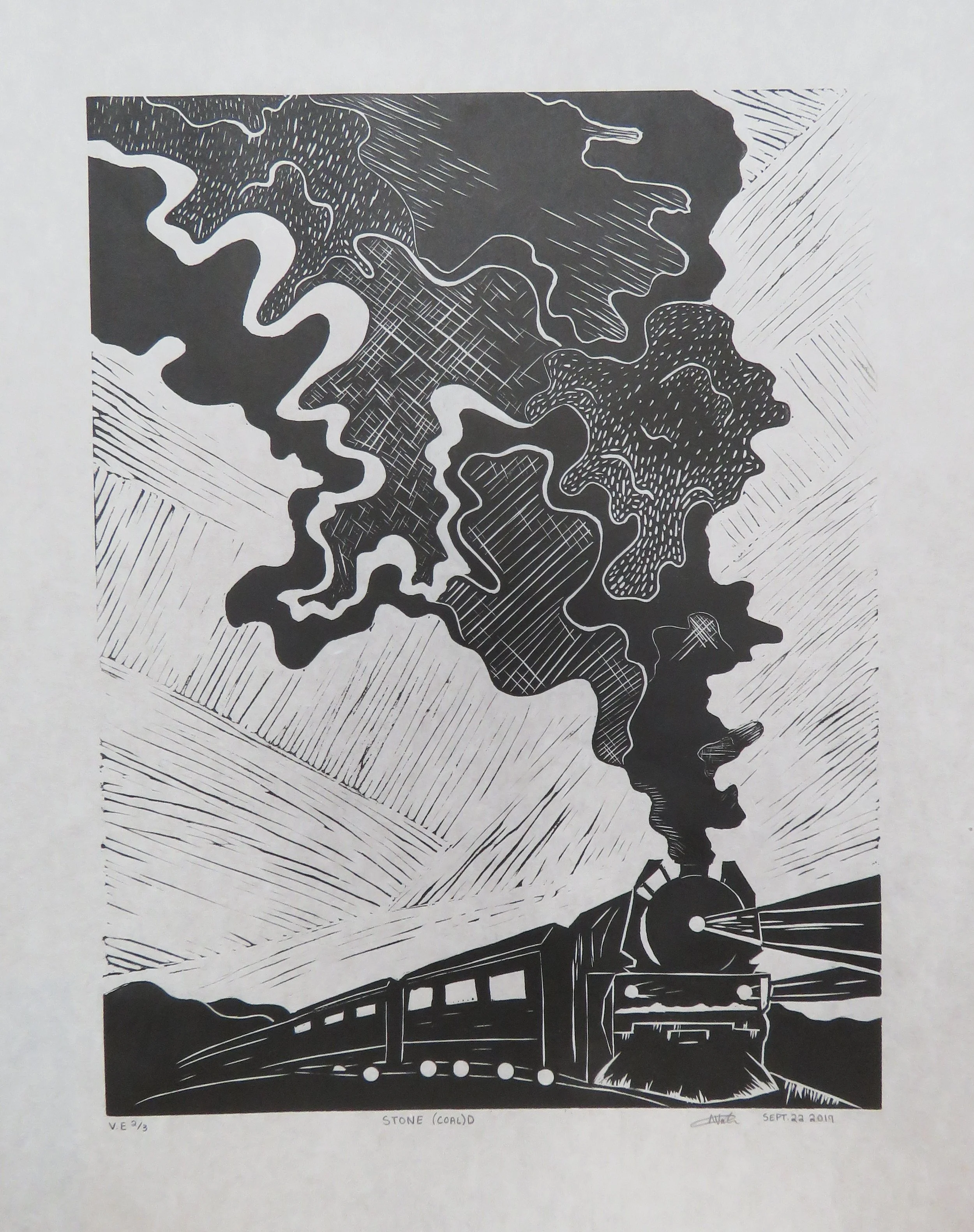  Alexis Valgardsson   Stone (Coal) D  linocut, 2/3  55.0 x 45.0 cm, 2019 