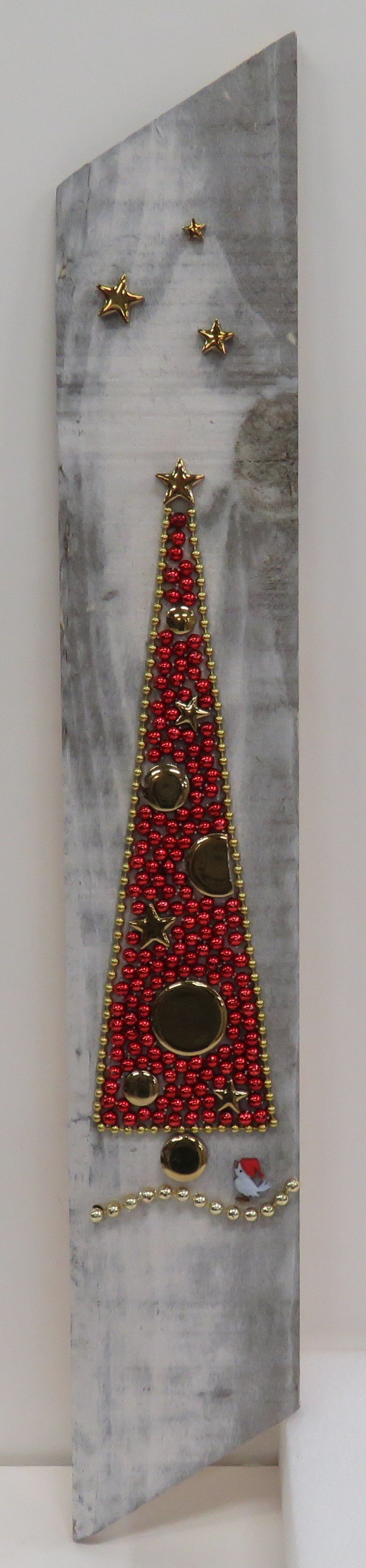  Kathy Schaffer - Kattail Acres   Sparkle Tree  mosaic, beads on wood  61.0 x 11.4 cm 