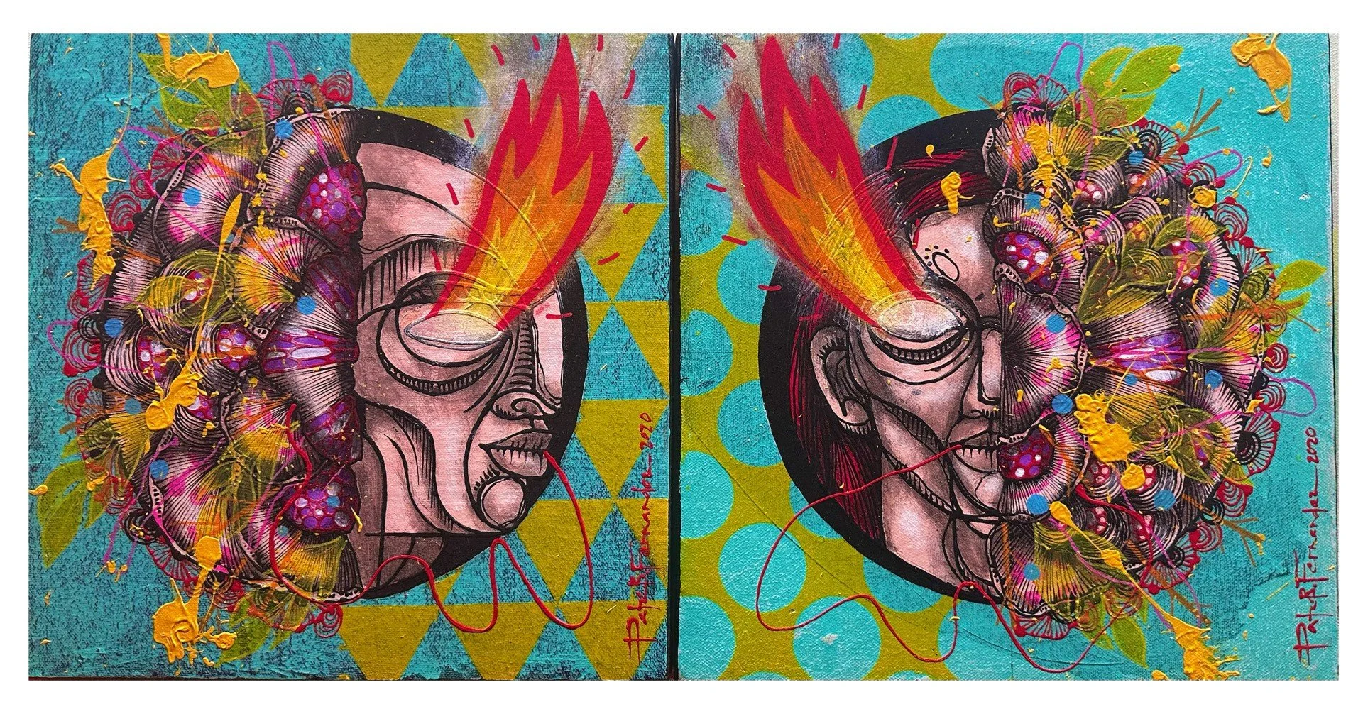  Patrick Fernandez  Summertime Madness  acrylic on canvas  30.5 x 61.0 cm (diptych), 2020 