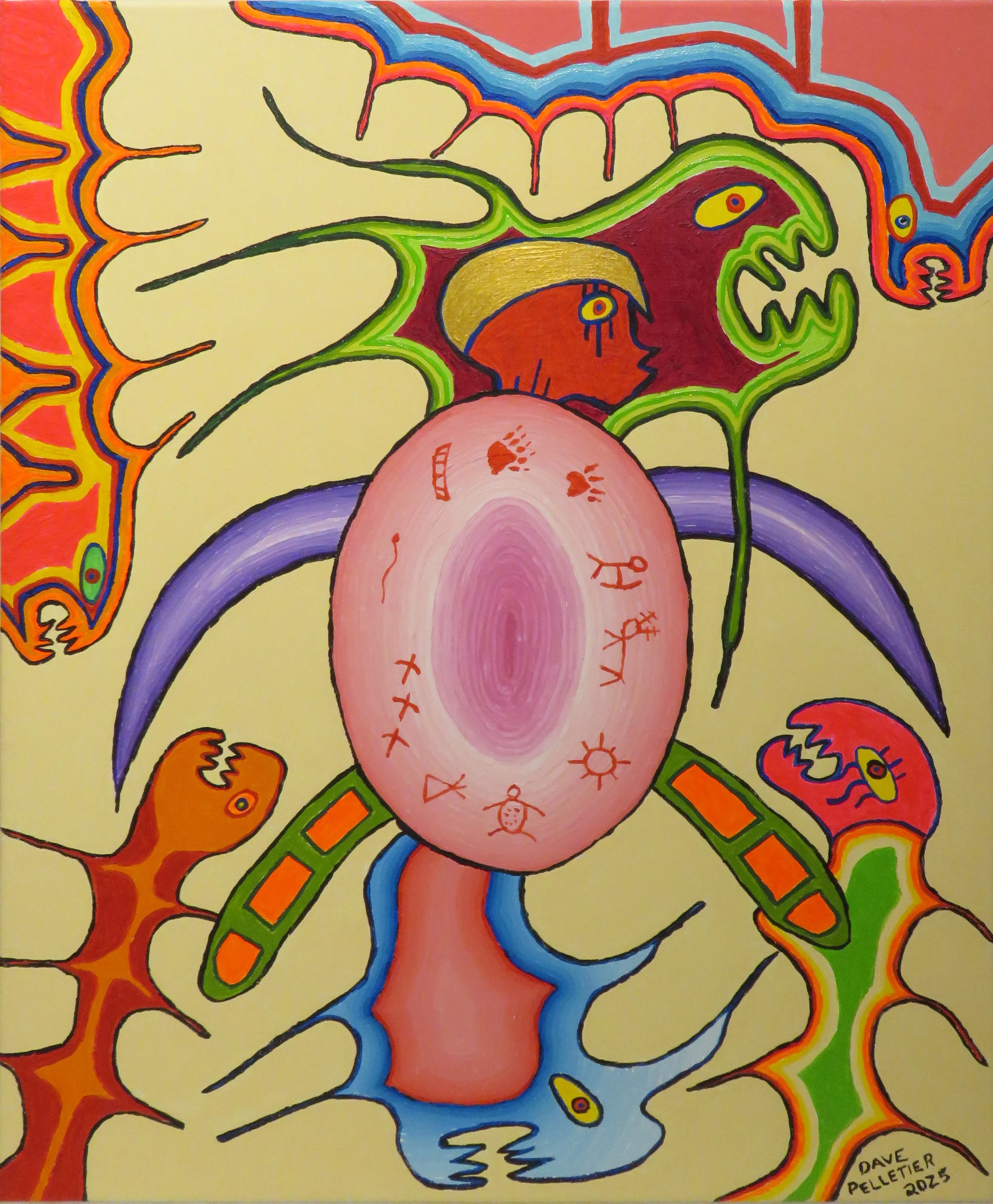  Dave Pelletier  Pink Turtle  acrylic on canvas  40.8 x 51.1 cm, 2025 
