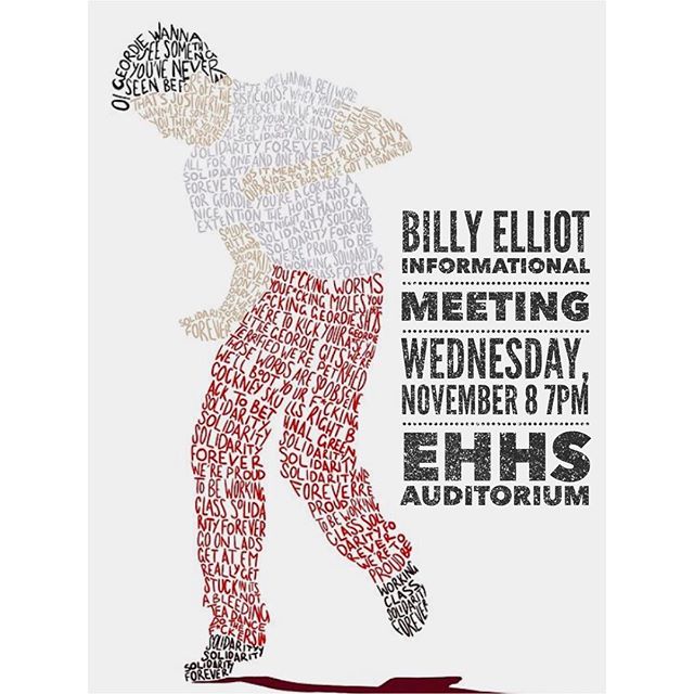 An informational meeting will be held tomorrow, Wednesday, November 8 at 7pm in the auditorium for this year's high school musical, Billy Elliot. All students who are interested in auditioning, and their parents, are encouraged to attend this meeting
